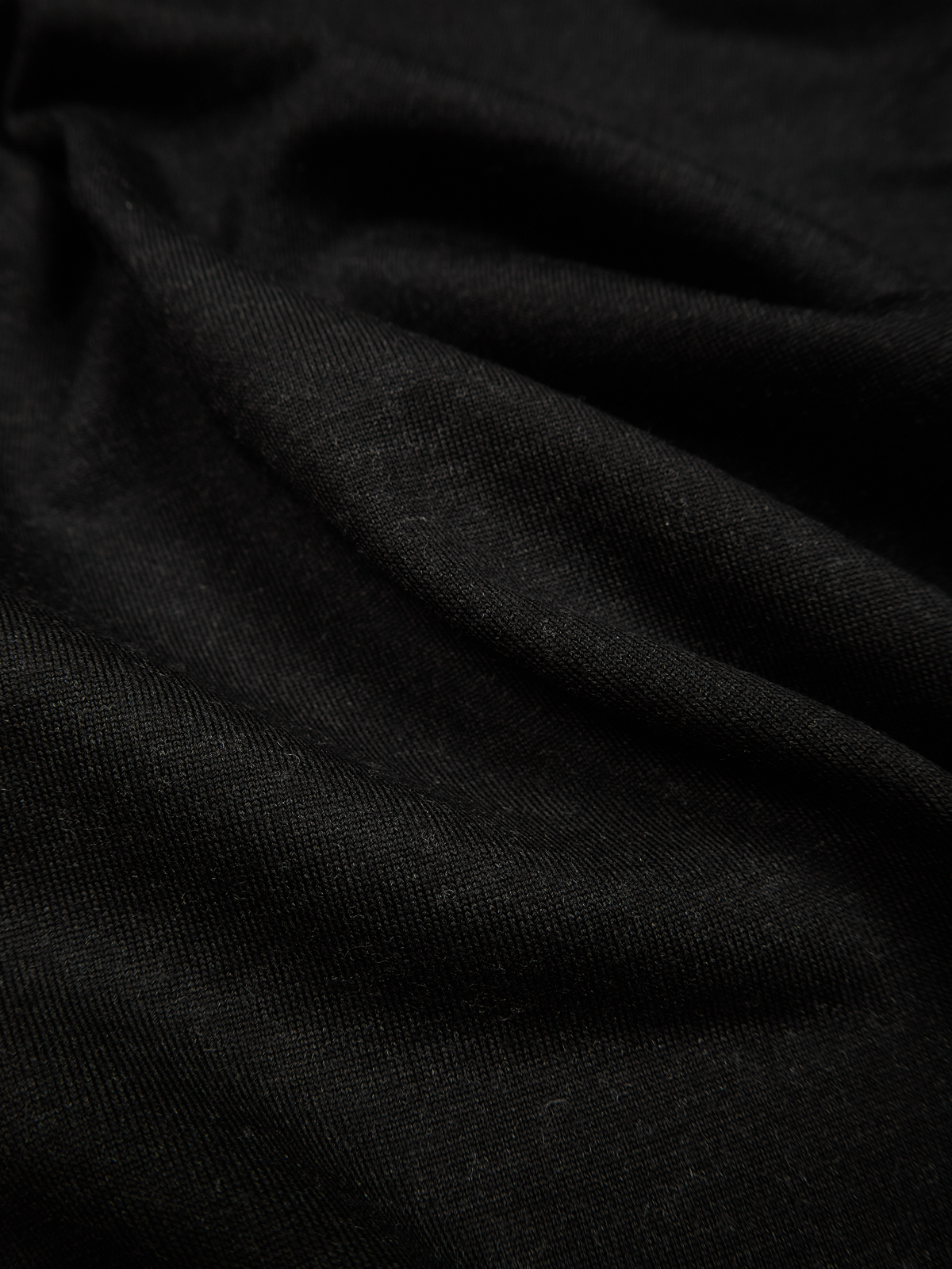 Super160's WORSTED WOOL HEAVY T-SHIRTS HALF SLEEVE|TOP BLACK