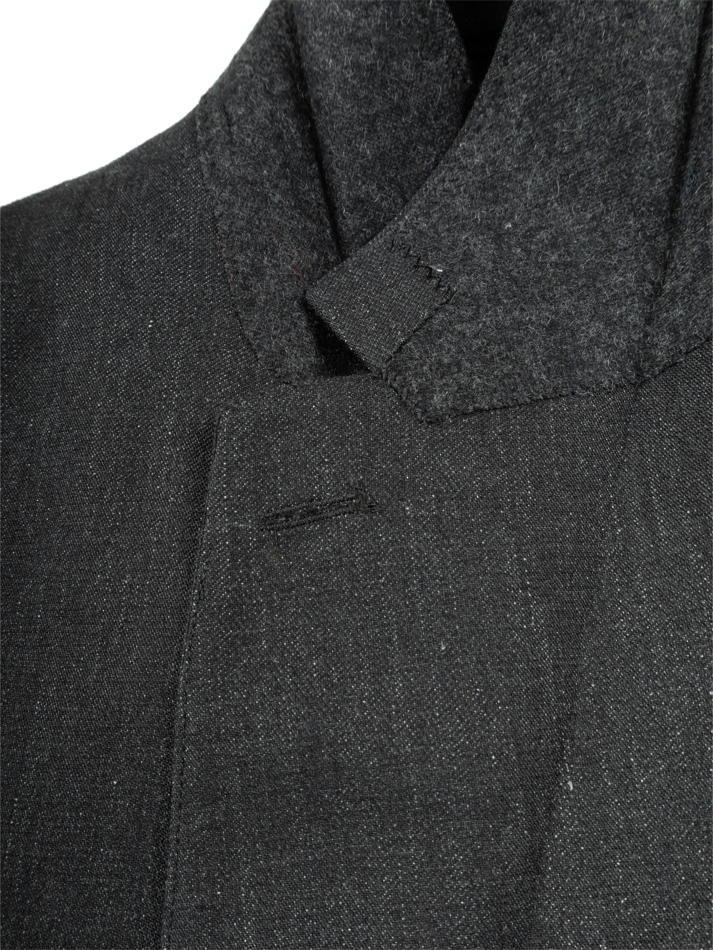 LINEN/PAPER/WOOL WASHED TWILL DOUBLE BREASTED JACKET|TOP BLACK