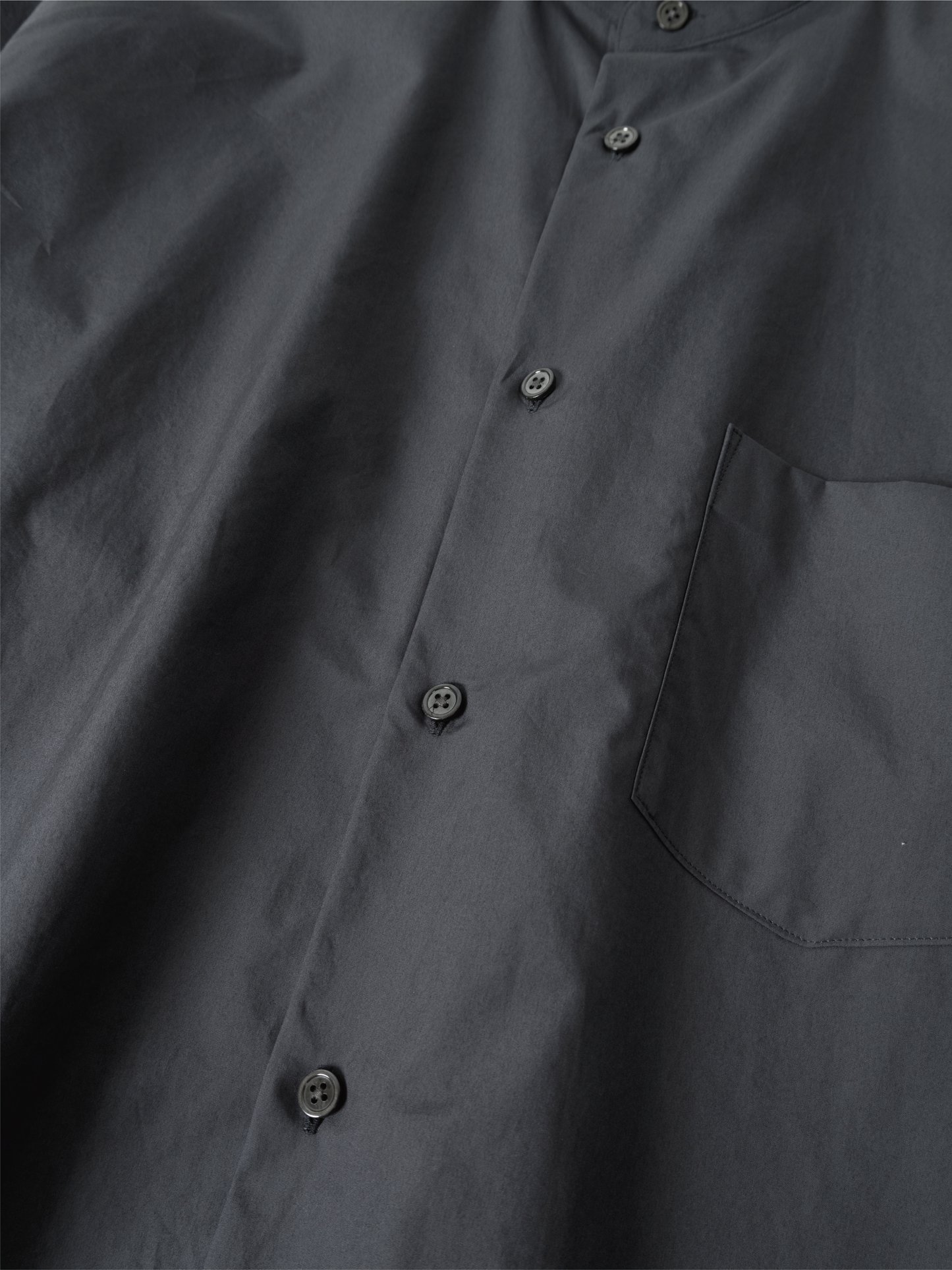 FINX COTTON BAND COLLAR SHIRTS|OFF BLACK