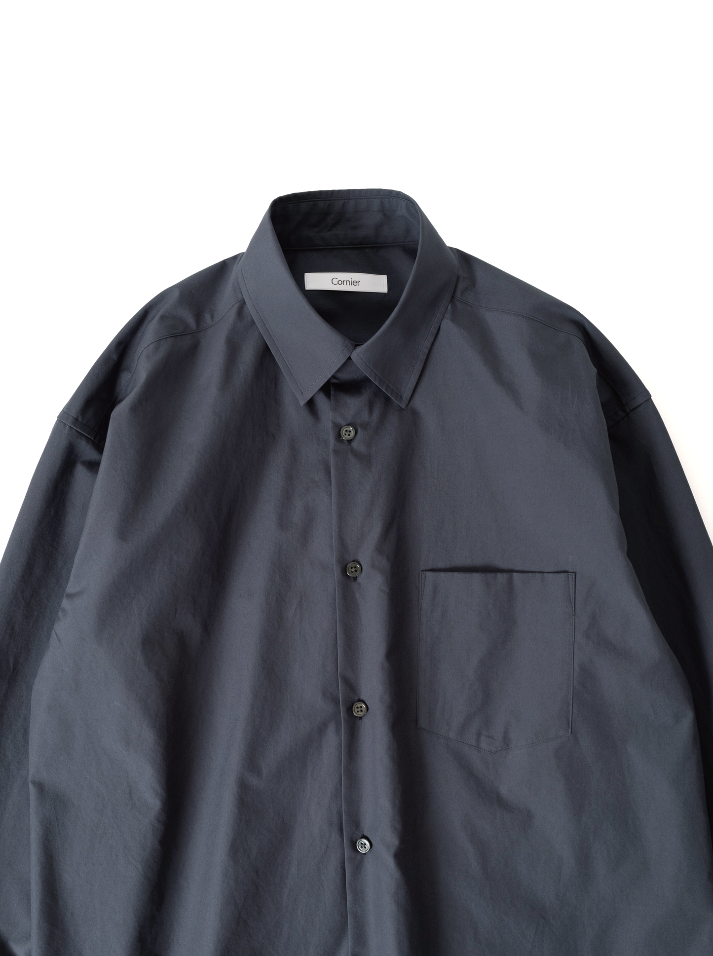 FINX COTTON REGULAR COLLAR SHIRTS|OFF BLACK