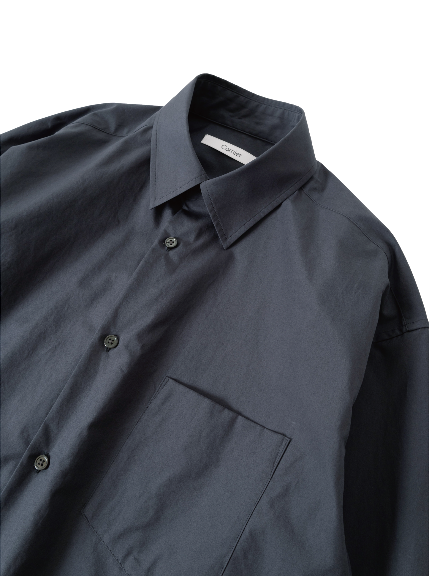FINX COTTON REGULAR COLLAR SHIRTS|OFF BLACK