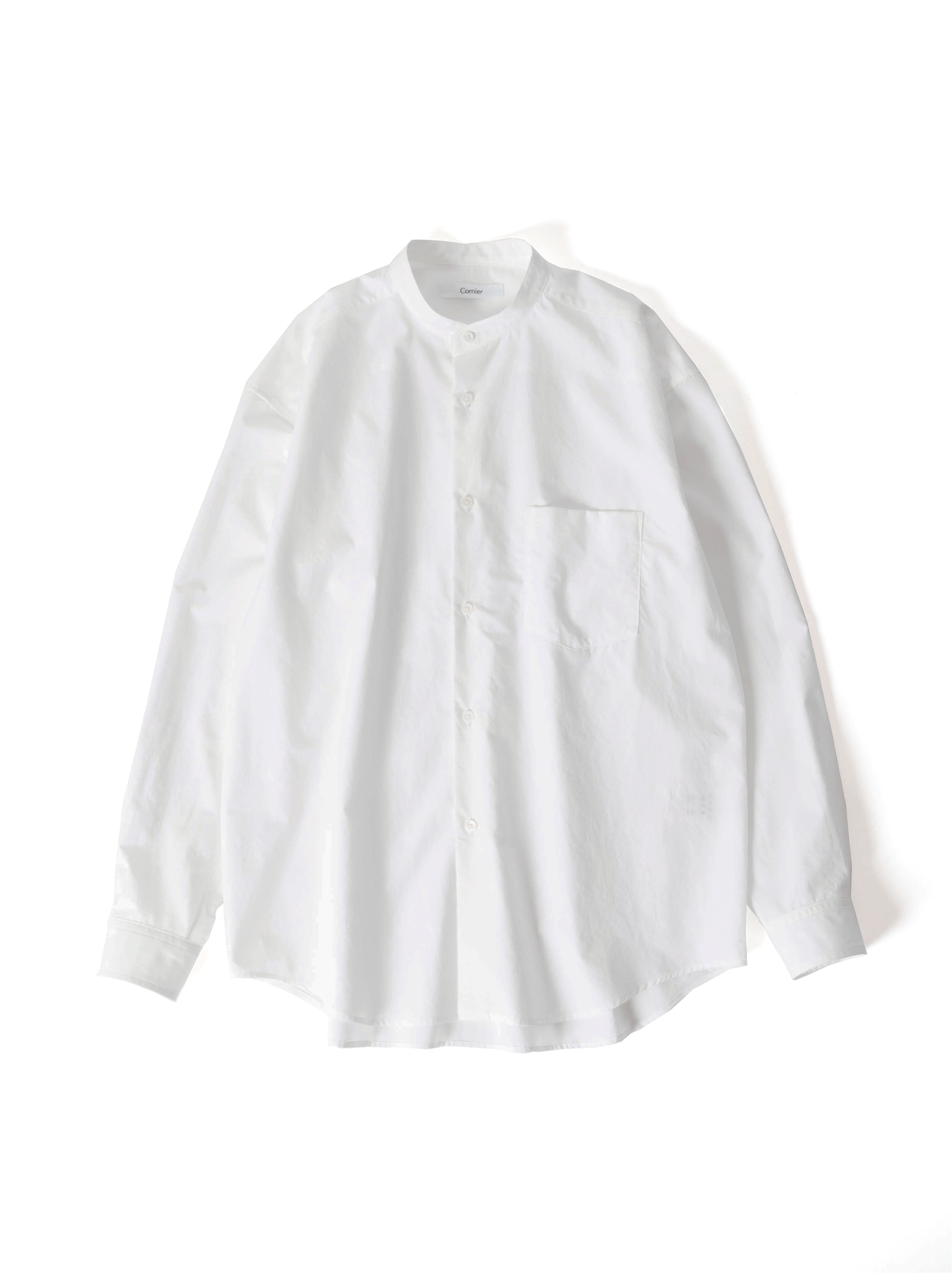 FINX COTTON BAND COLLAR SHIRTS|WHITE