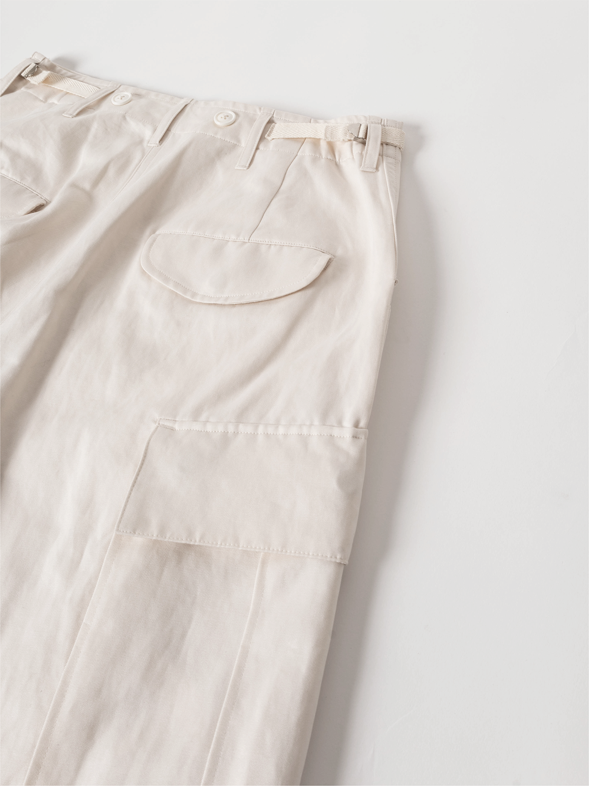 FINX COTTON/RAMIE TWILL M-51 CARGO PANTS|OATMEAL