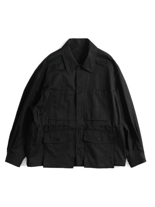 FINX COTTON GABARDINE UTILITY BLOUSON|BLACK
