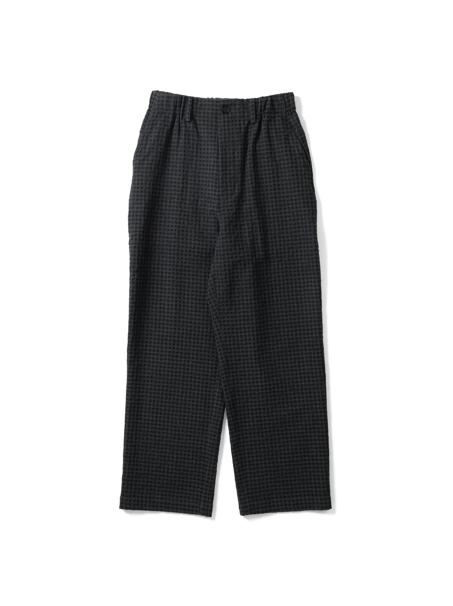 Super130's WOOL/COTTON SHRINK EASY PANTS|NAVY CHECK
