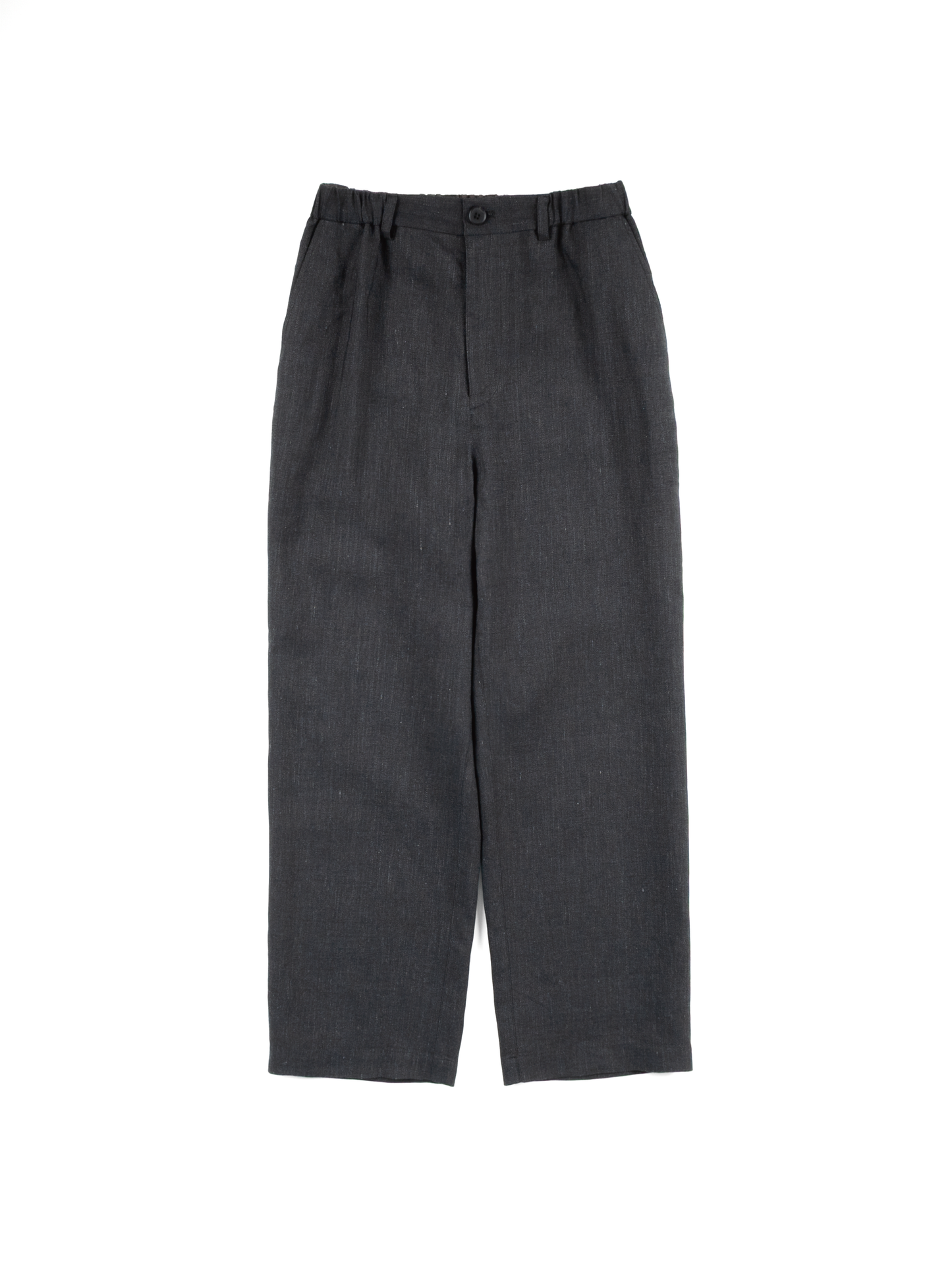 LINEN/PAPER/WOOL WASHED TWILL EASY PANTS|TOP BLACK