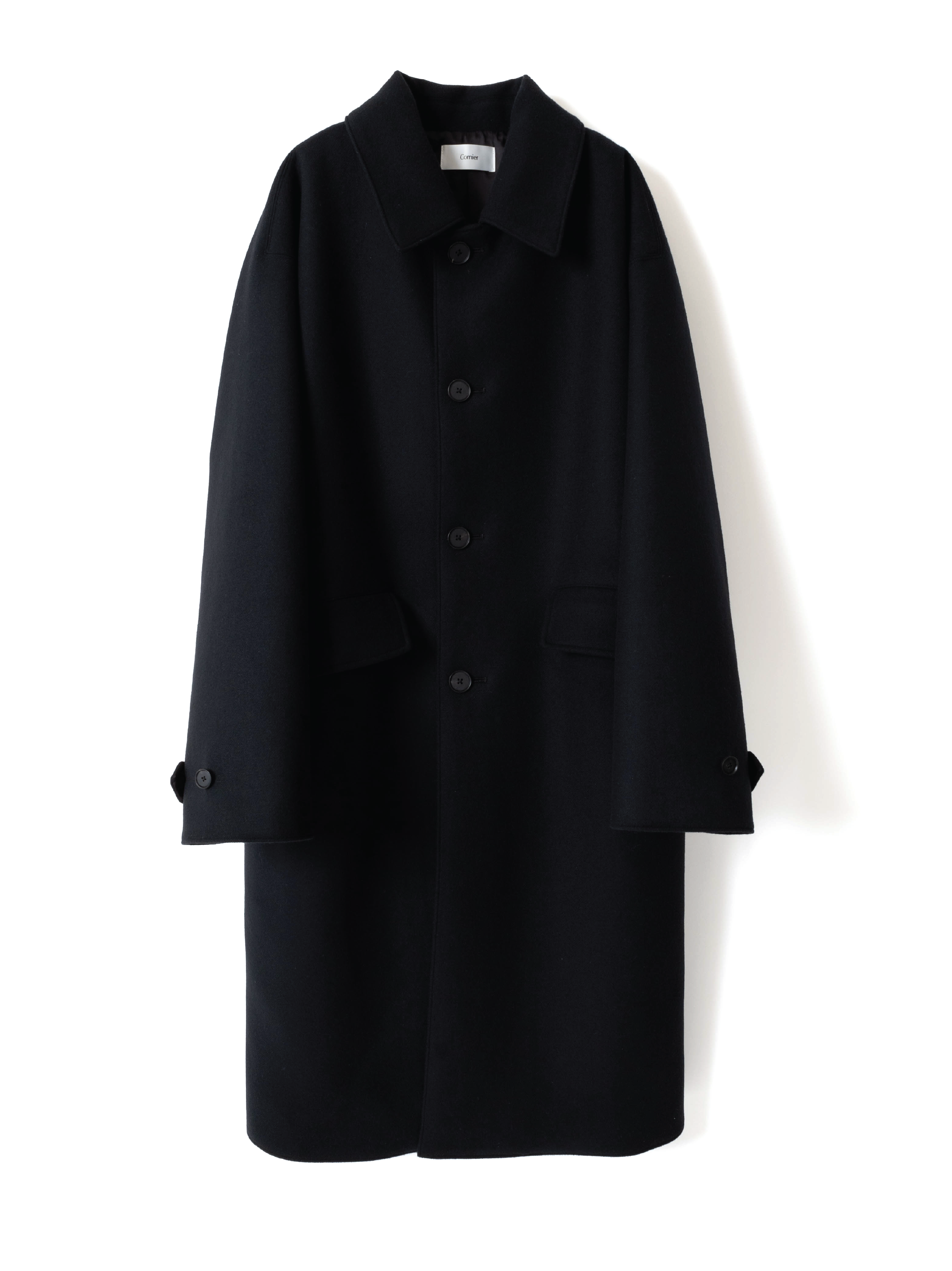 DOUBLE CLOTH Super160' s WOOL LONG COAT｜BLACK – Cornier