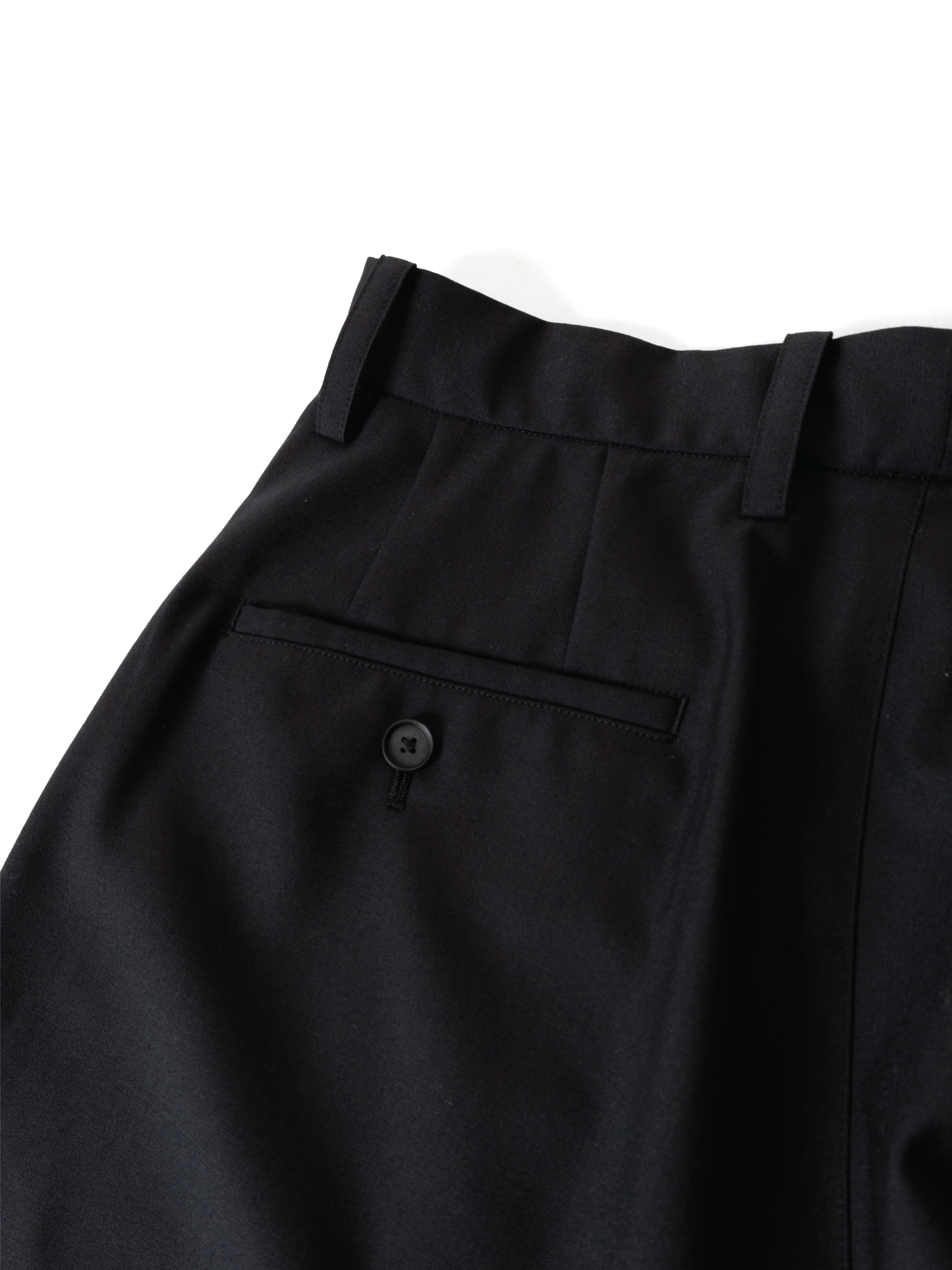 Super130's WORSTED WOOL WIDE PANTS|BLACK