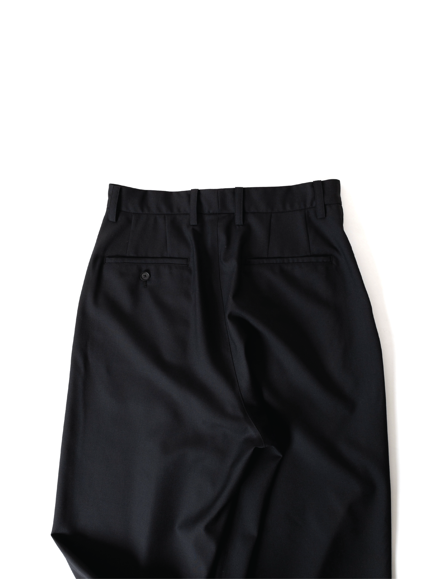Super130's WORSTED WOOL WIDE PANTS|BLACK
