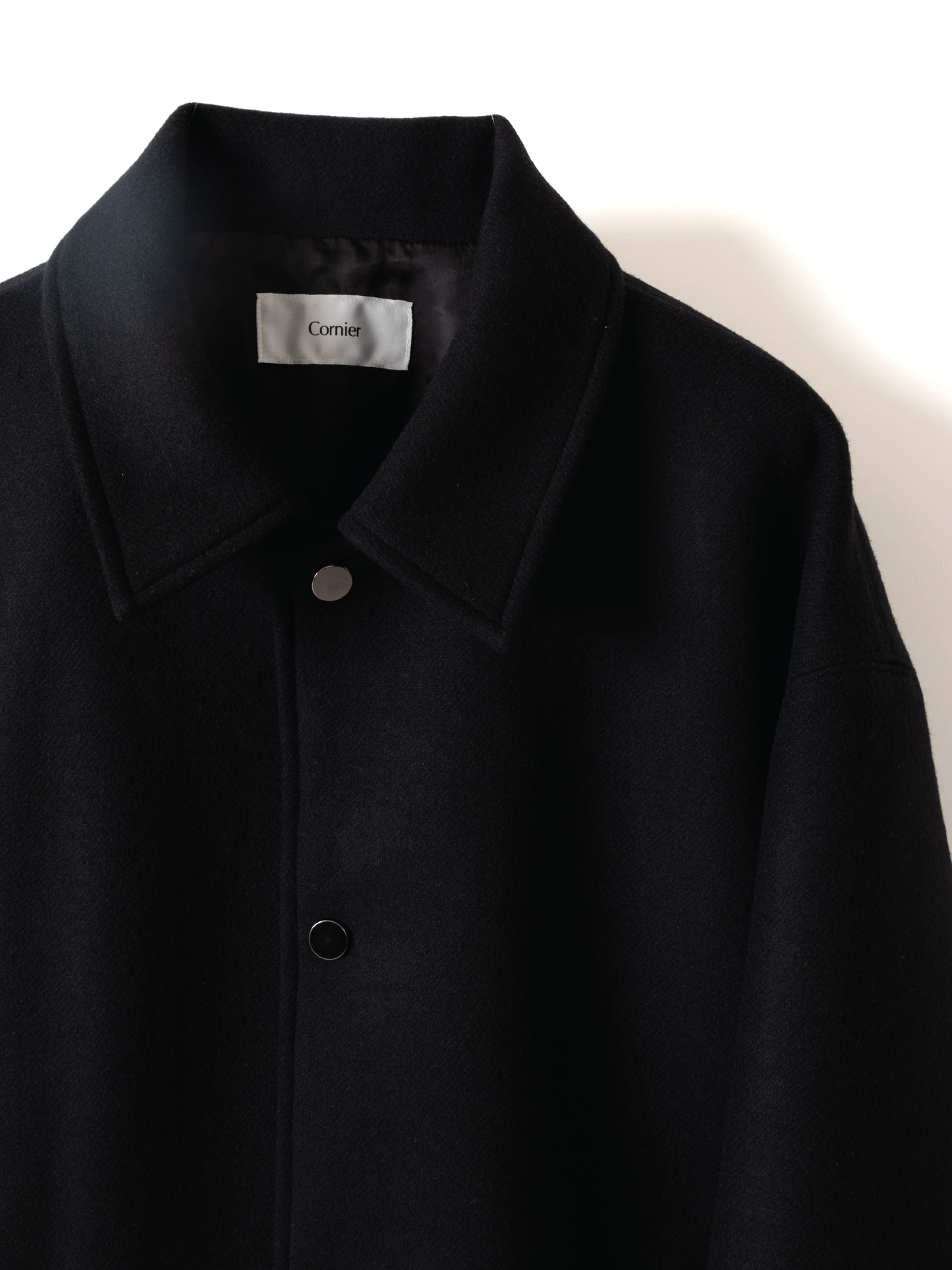 DOUBLE CLOTH Super160’ s WOOL BLOUSON|BLACK