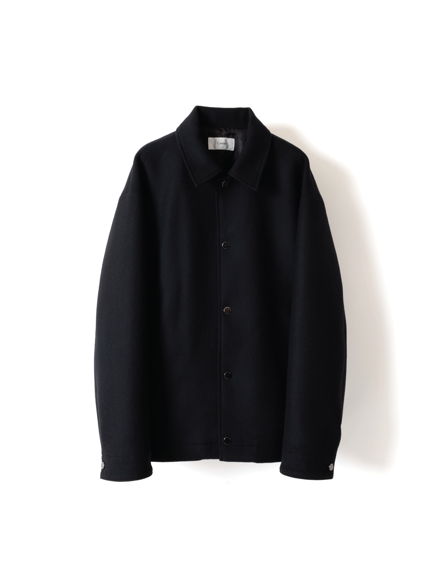 DOUBLE CLOTH Super160’ s WOOL BLOUSON|BLACK