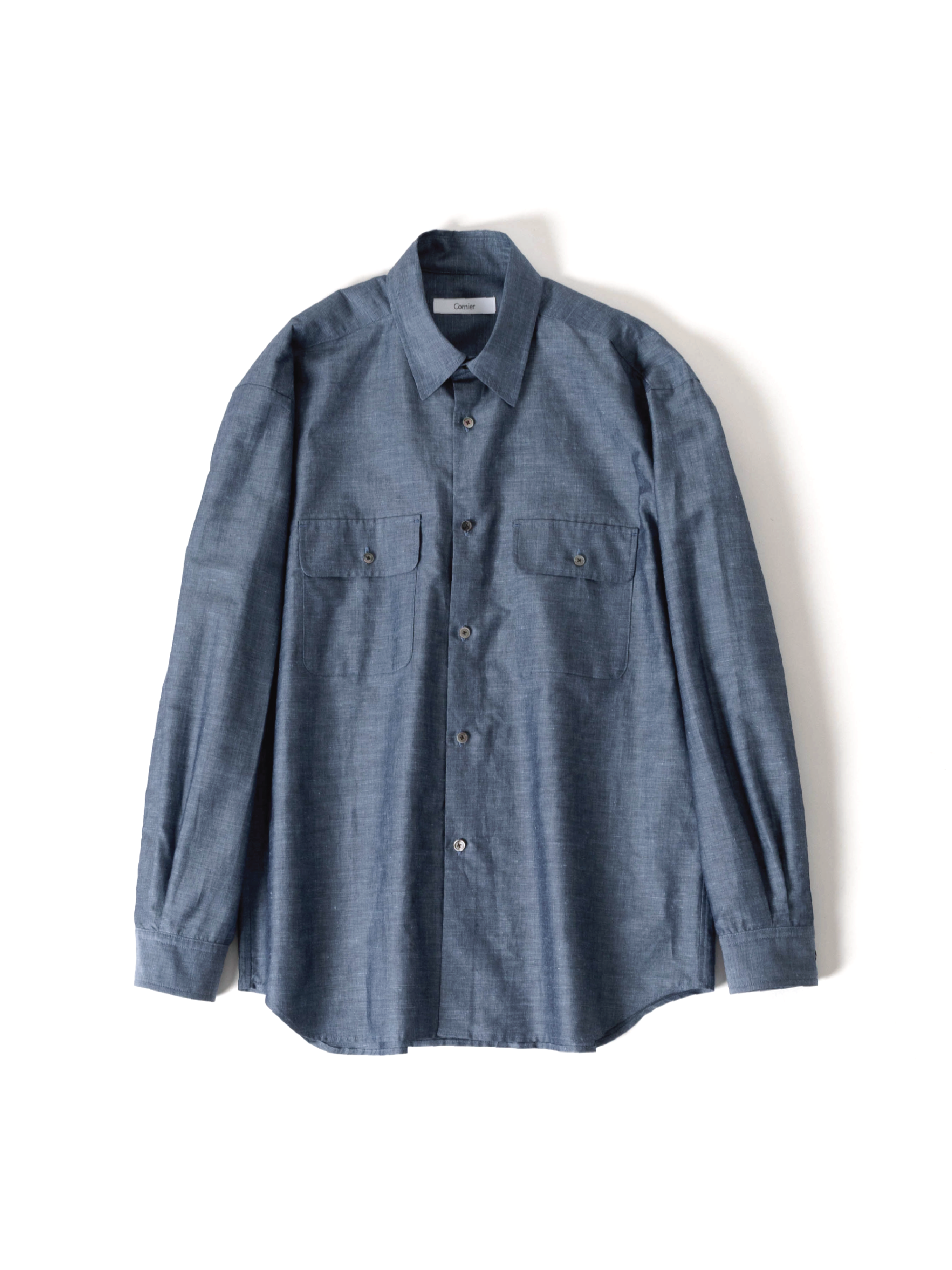 LINEN/COTTON DUNGAREE SHIRT｜NAVY CHAMBRAY – Cornier