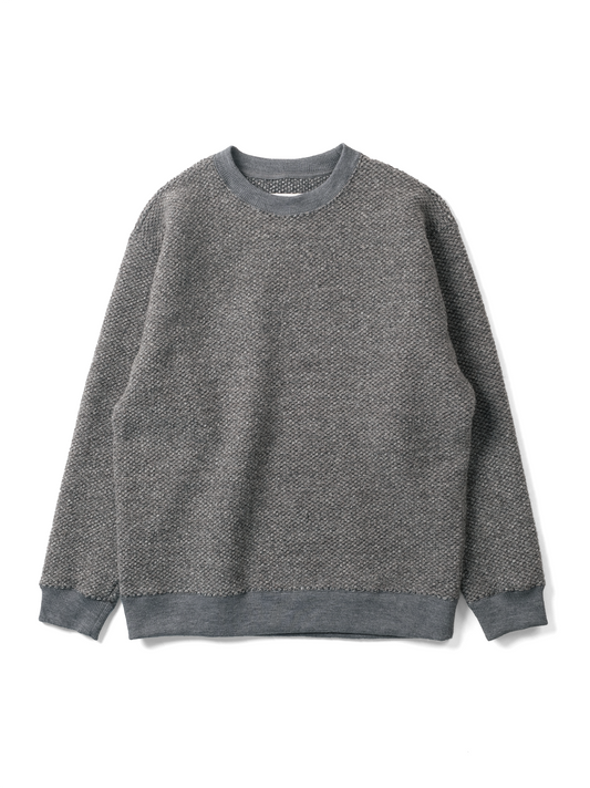 BRITISH WOOL MIX HEAVY INLAY SWEAT SHIRTS|GREIGE