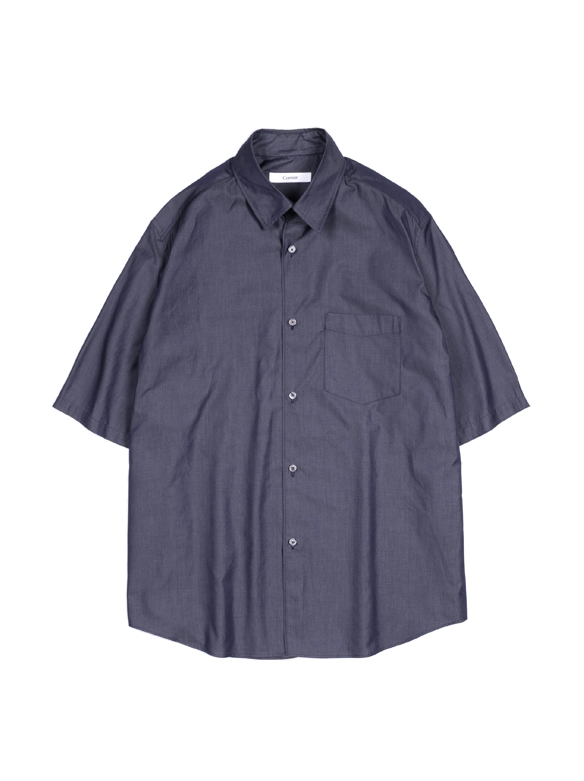 FINX COTTON CHAMBRAY LIGHT DENIM H/S BIG SHIRTS｜NAVY – Cornier