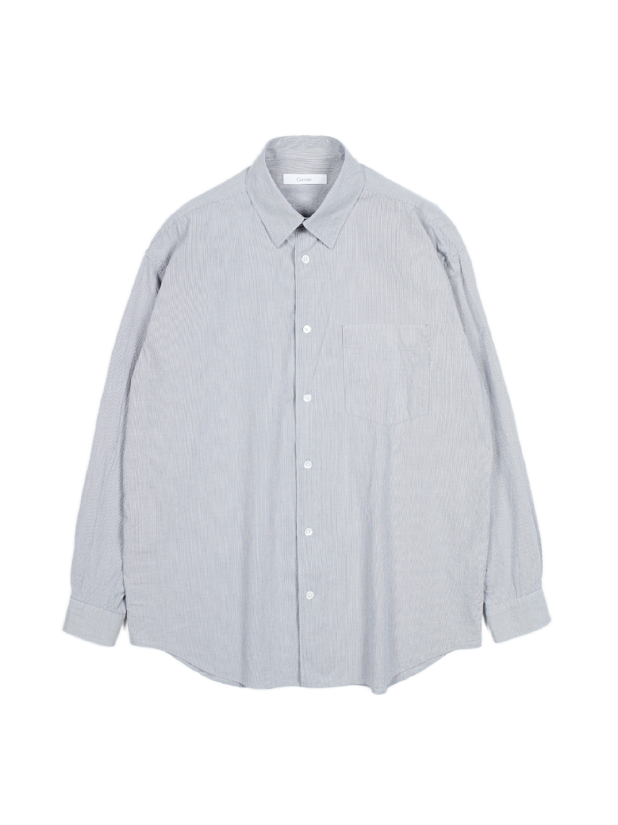 FINX COTTON LIGHT CORD LANE STRIPE SHIRTS｜GRAY STRIPE – Cornier