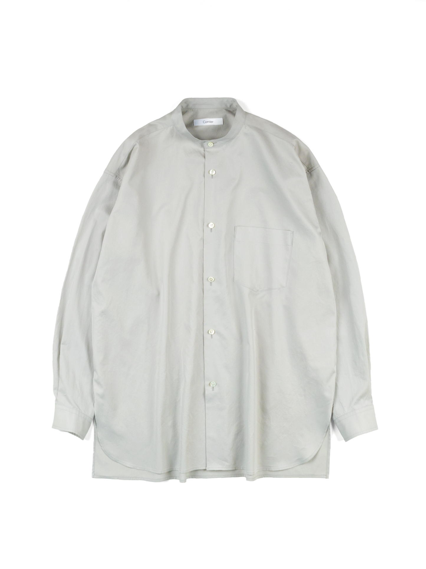 FINX COTTON TWILL BAND COLLAR SHIRTS|CLOUD GRAY