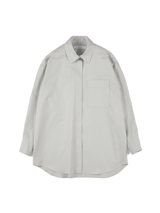 FINX COTTON TWILL FLY FRONT SHIRTS|CLOUD GRAY