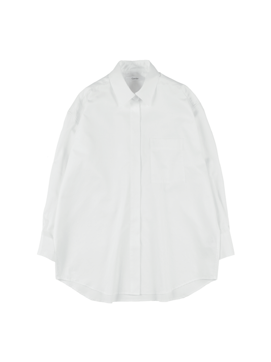 FINX COTTON TWILL FLY FRONT SHIRTS|WHITE
