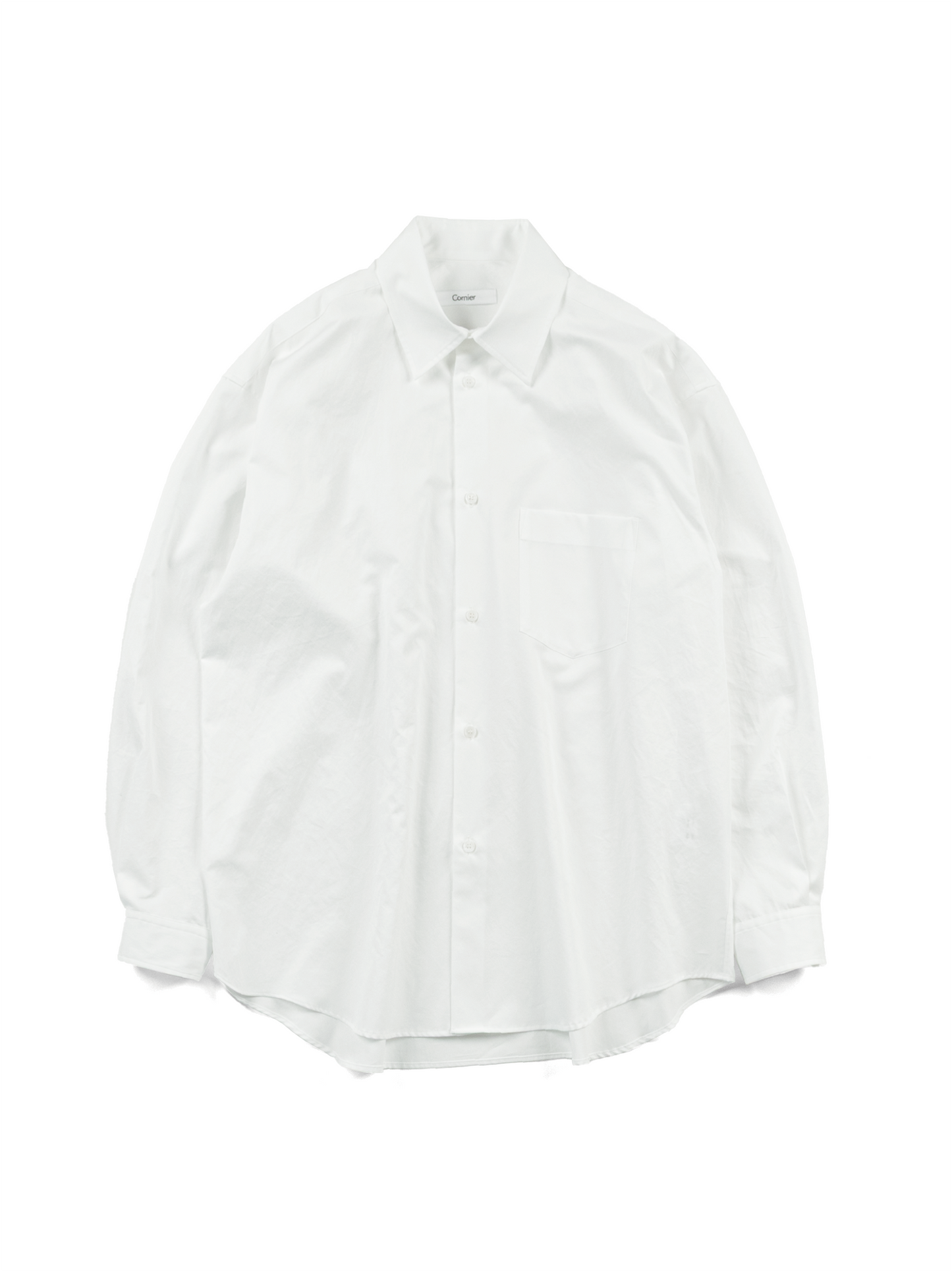 FINX COTTON TWILL REGULAR COLLAR SHIRTS|WHITE
