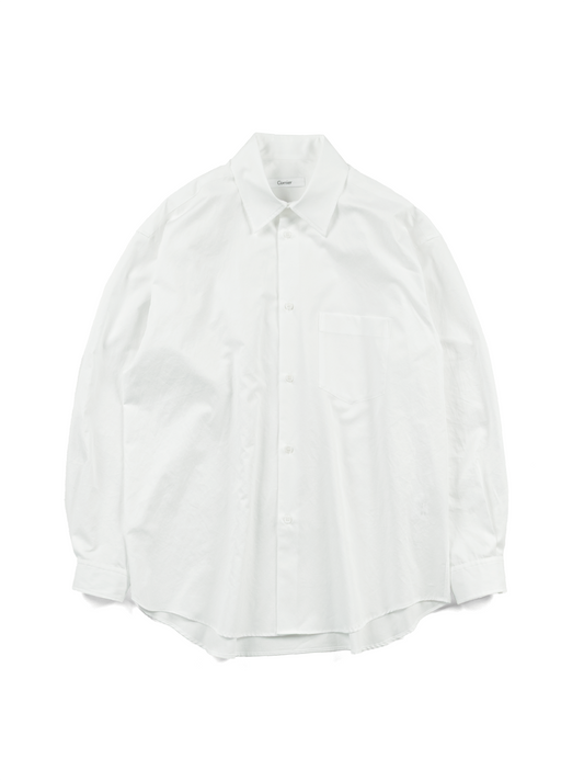 FINX COTTON TWILL REGULAR COLLAR SHIRTS|WHITE