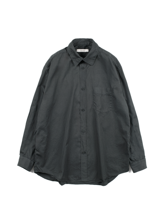 GARMENT DYED FINX COTTON TWILL BIG SHIRTS|INK BLACK