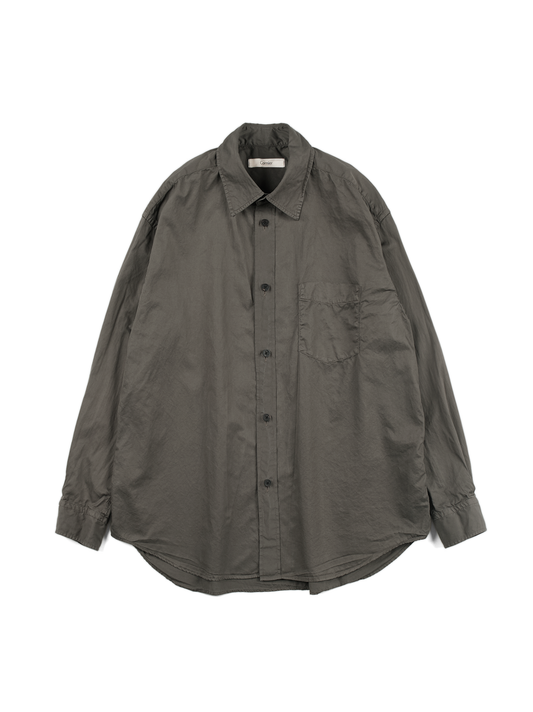 GARMENT DYED FINX COTTON TWILL BIG SHIRTS|SMOKY BROWN