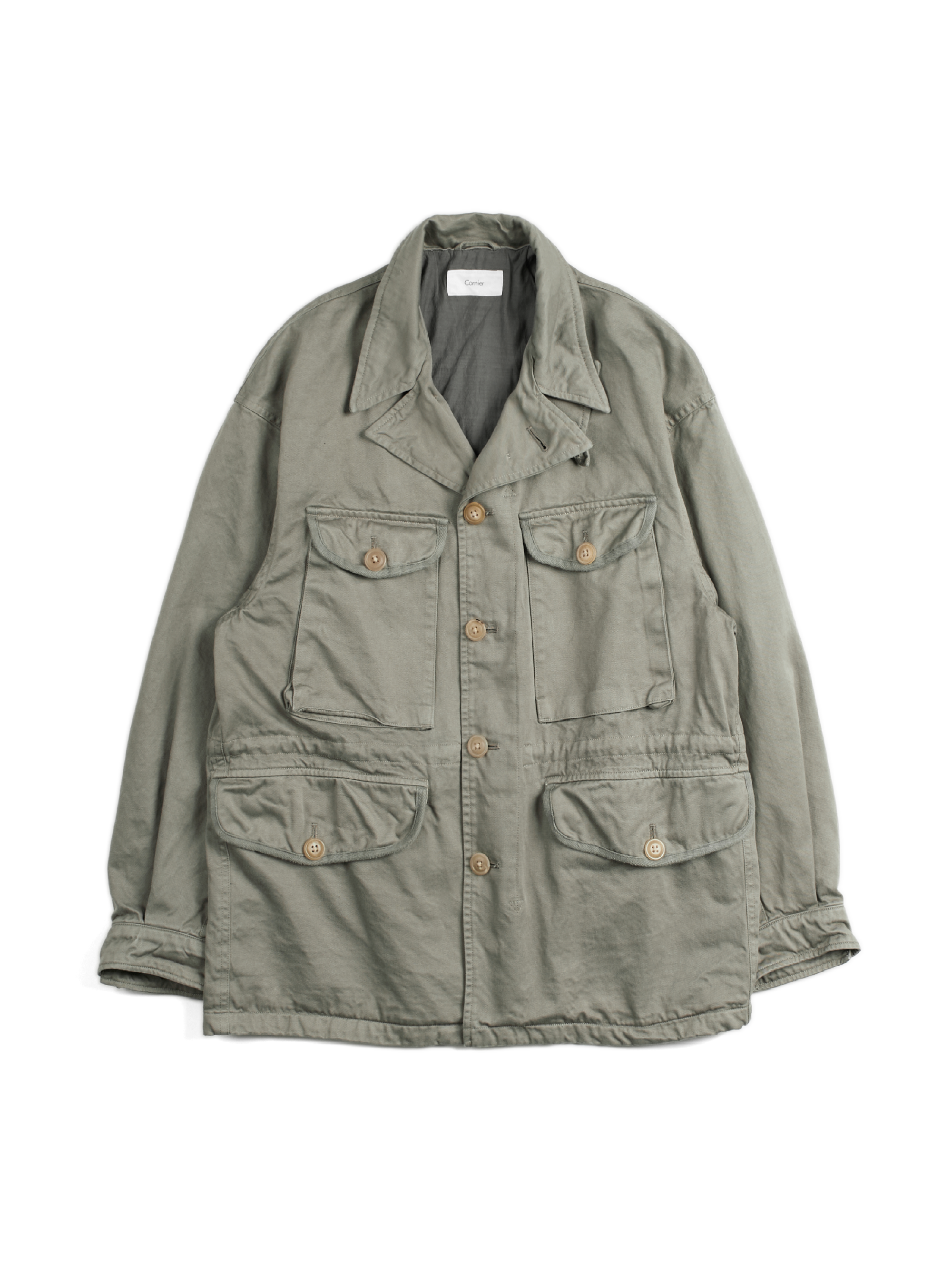 【cornier】 FINX COTTON/SILK jacket GARMENT DYED FINX/ZIMBABWE COTTON TWILL M-43 FIELD JKT｜MOCHA