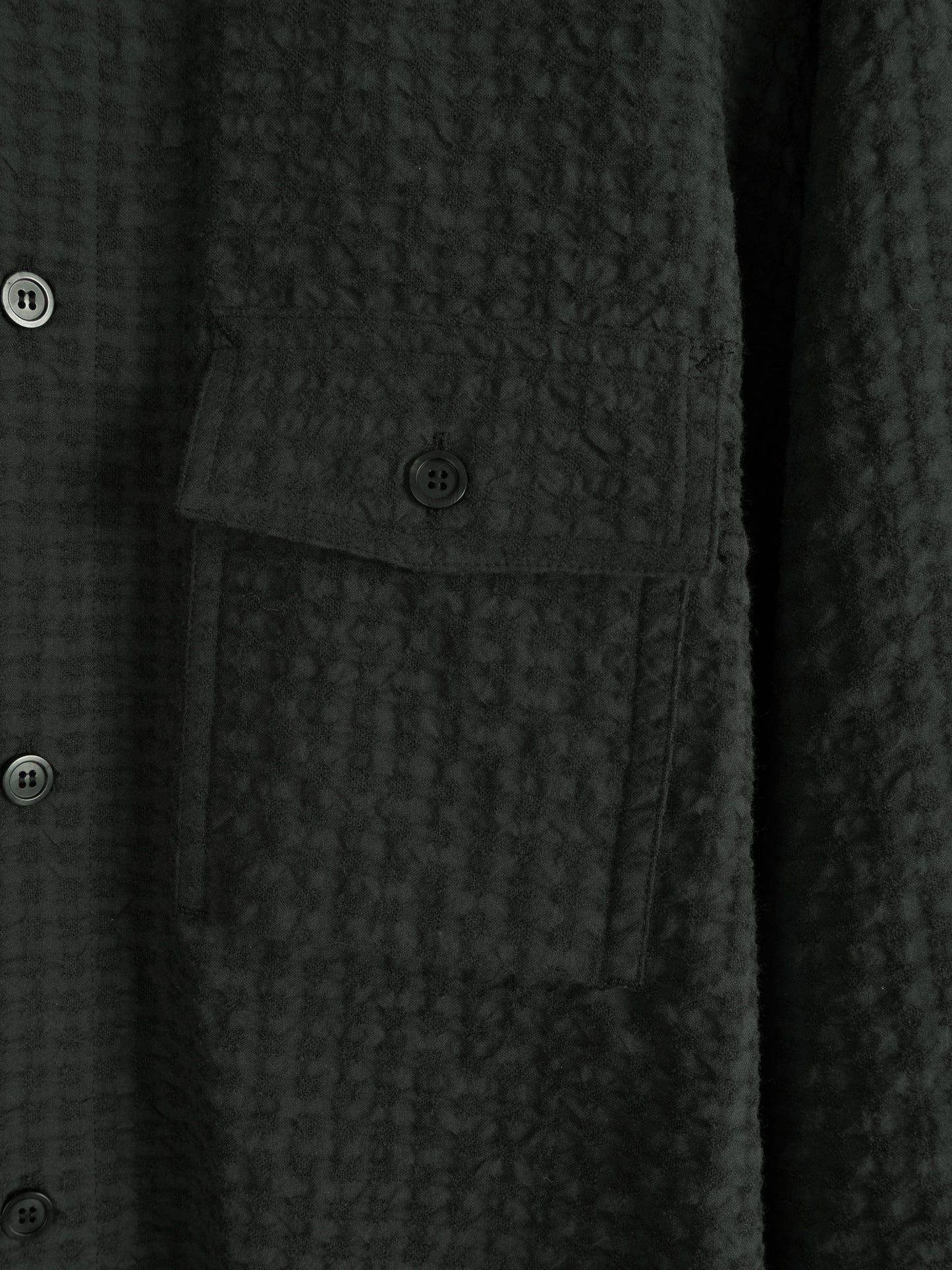 Super130's WOOL/COTTON SHRINK GACHA-POKE SHIRTS|BLACK CHECK
