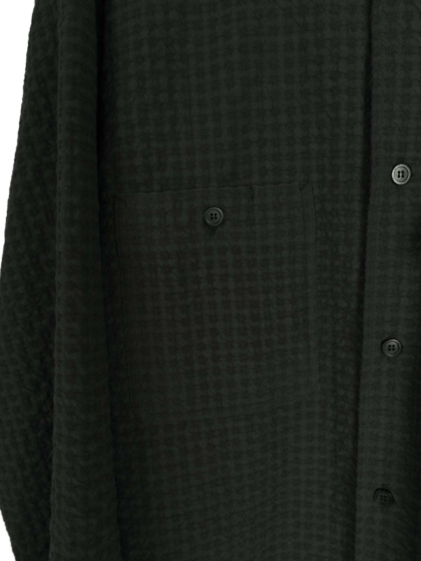 Super130's WOOL/COTTON SHRINK GACHA-POKE SHIRTS|BLACK CHECK