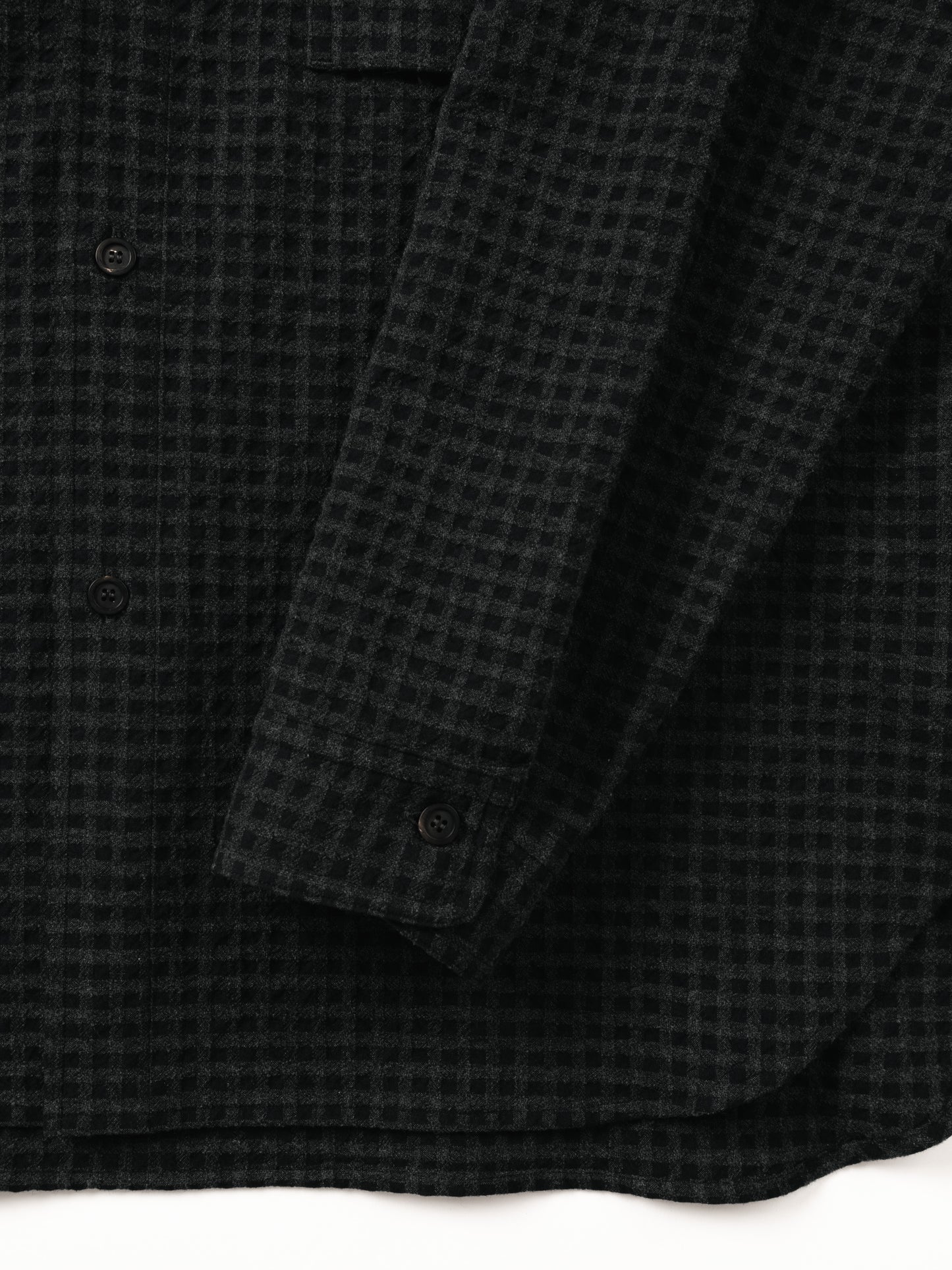 Super130's WOOL/COTTON SHRINK GACHA-POKE SHIRTS|NAVY CHECK