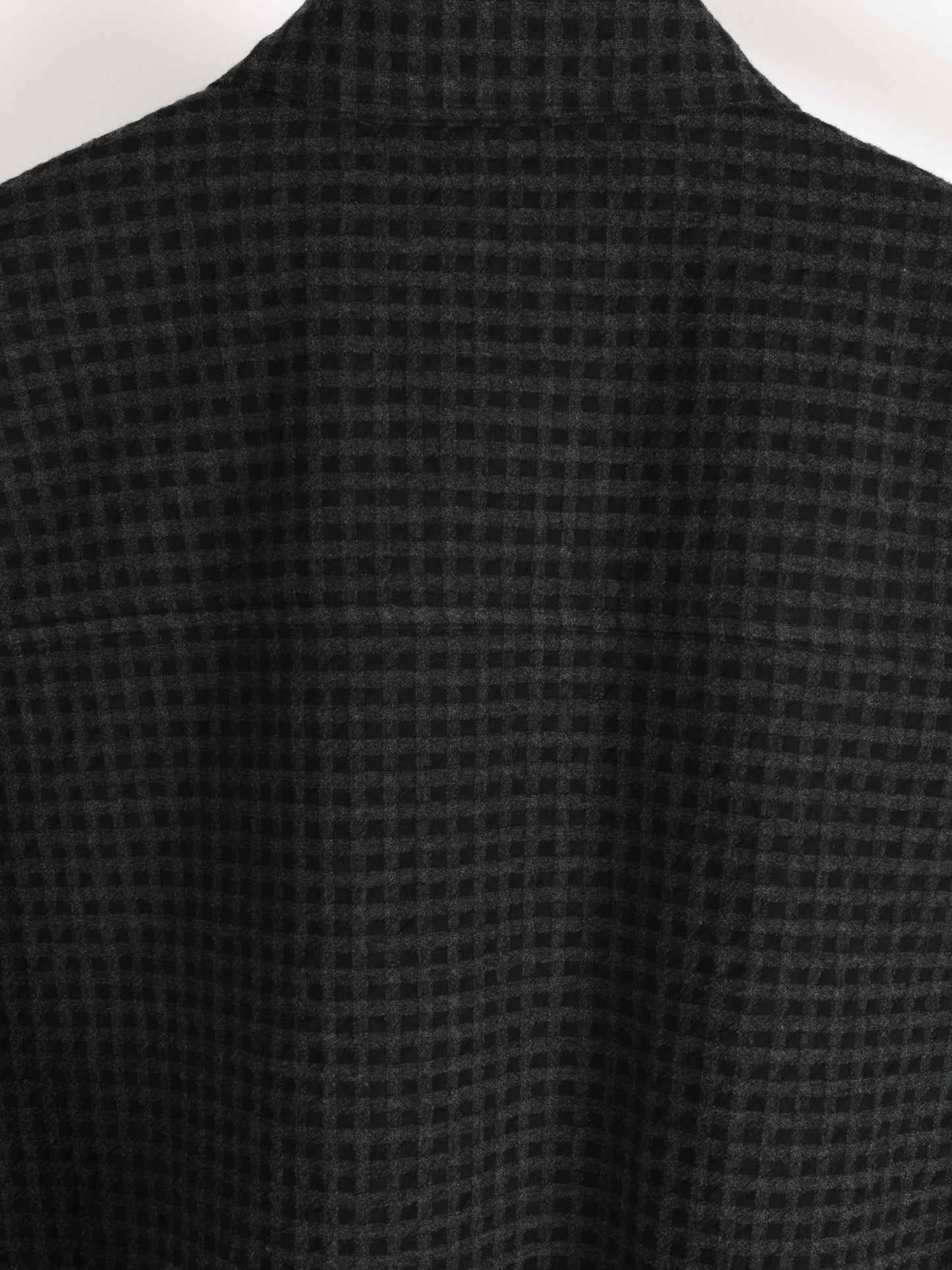Super130's WOOL/COTTON SHRINK GACHA-POKE SHIRTS|NAVY CHECK