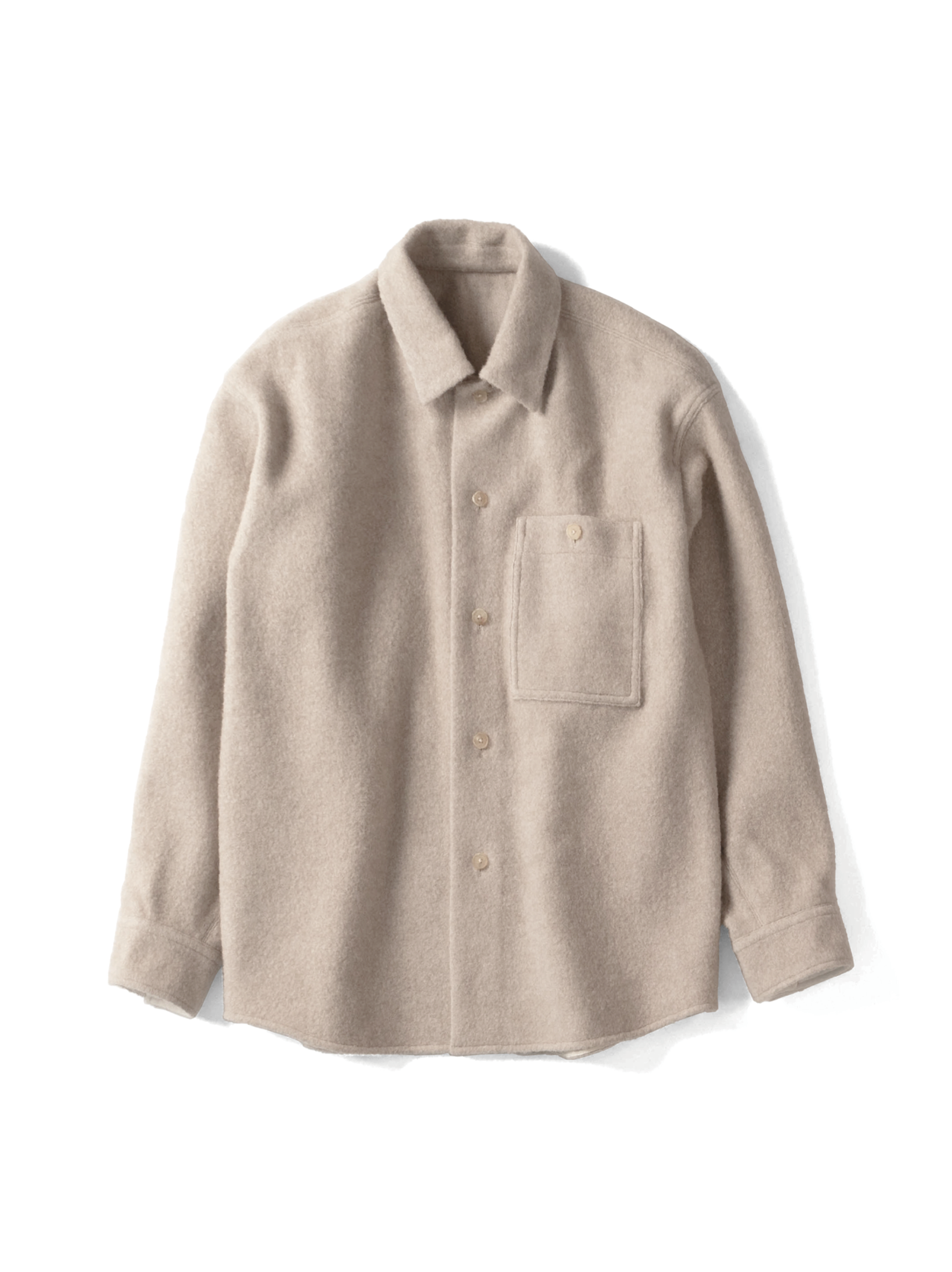 LAMB WOOL CASHMERE MOSSER OVER SHIRTS｜NATURAL – Cornier