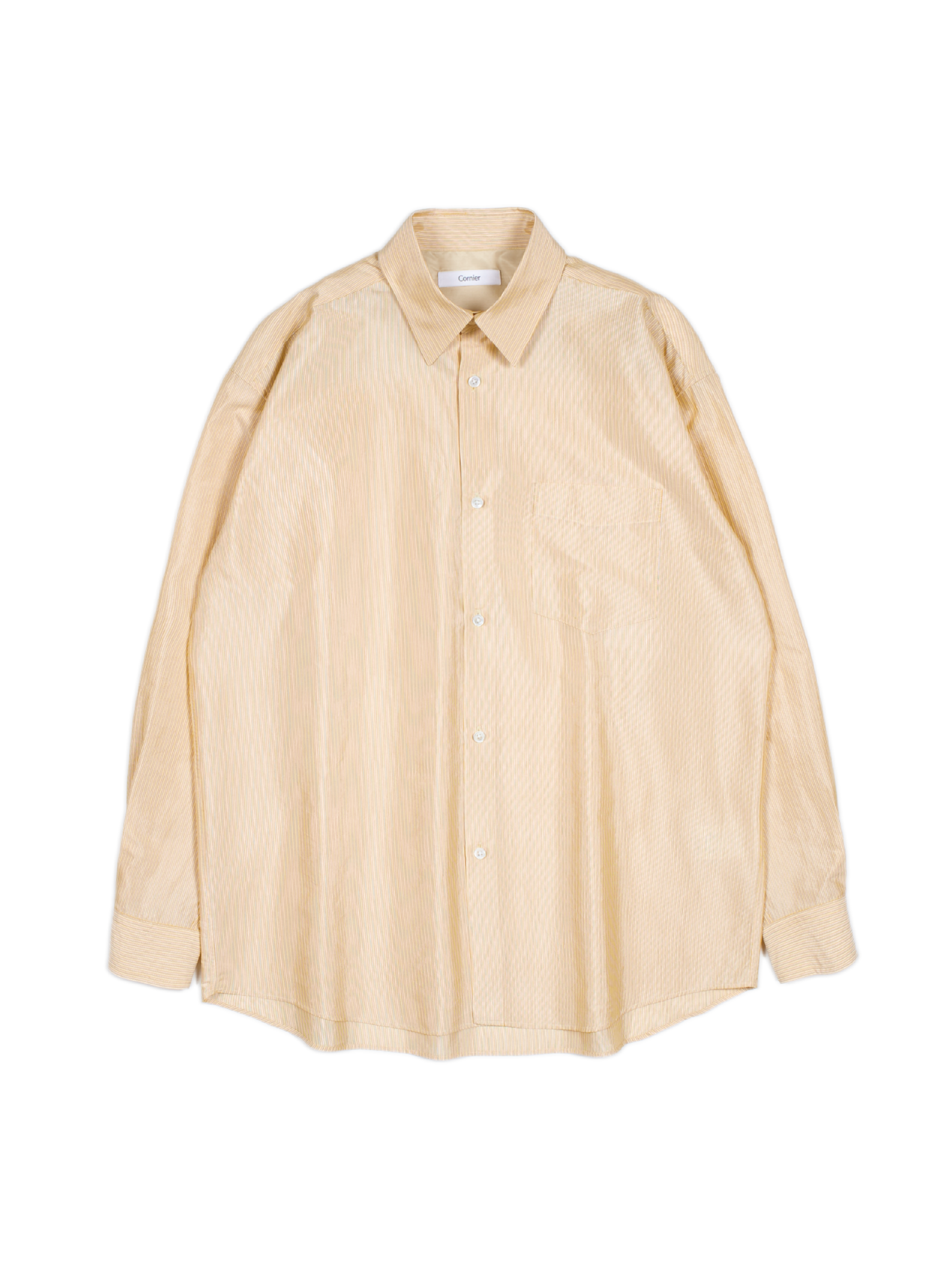 RAW SILK/GIZA STRIPE SHIRTS｜YELLOW – Cornier