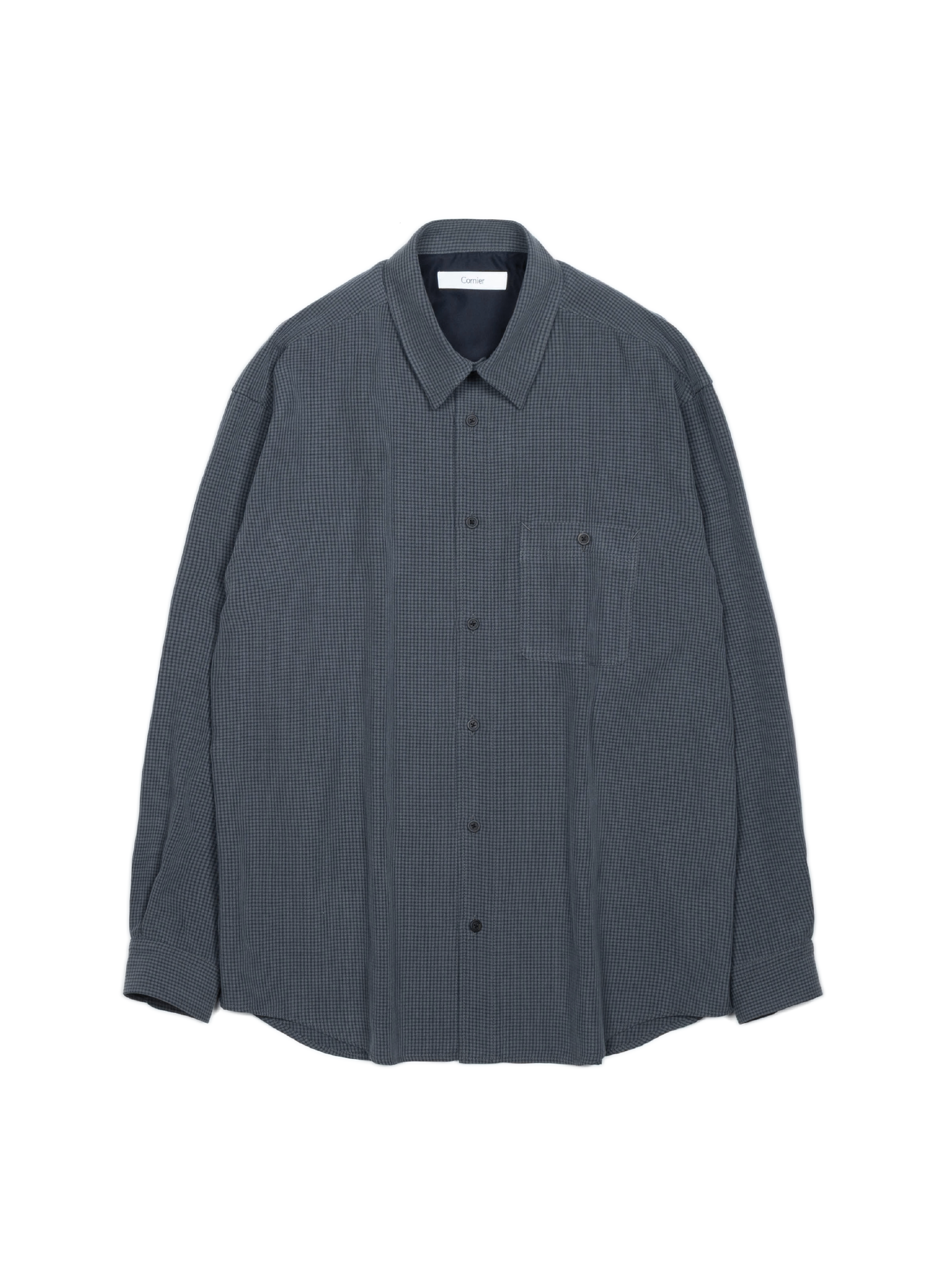 SILK GABARDINE CHECK SHIRTS｜NAVY CHECK – Cornier