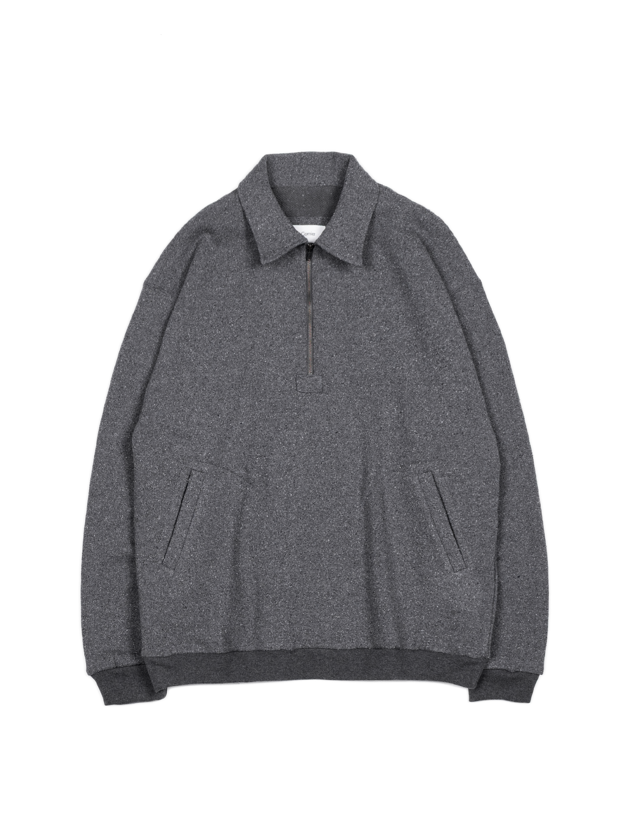 SILK/COTTON LOOPBACK FLEECE HALF ZIP SHIRTS｜TOP GRAY – Cornier