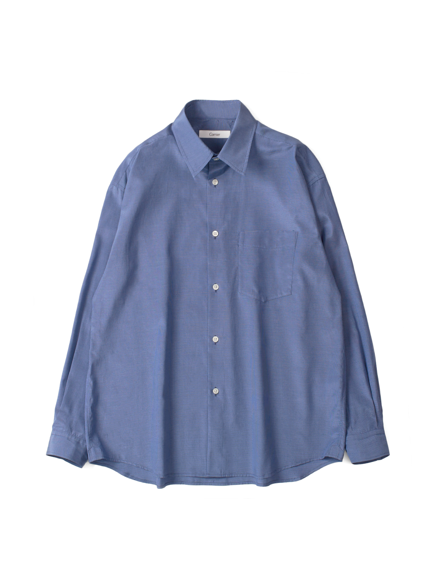 SILK/COTTON MICRO GINGHAM CHECK SHIRTS|BLUE