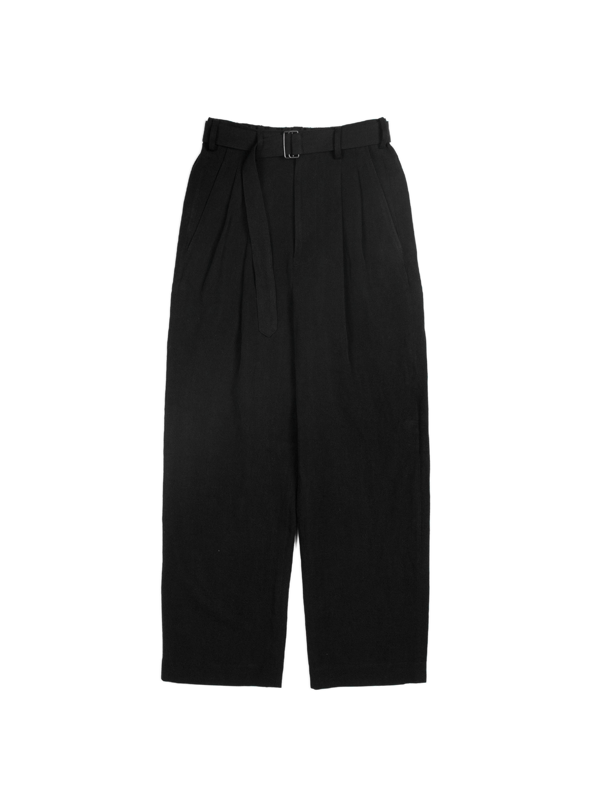 SILK/LINEN FADED GABARDINE PANTS｜BLACK – Cornier