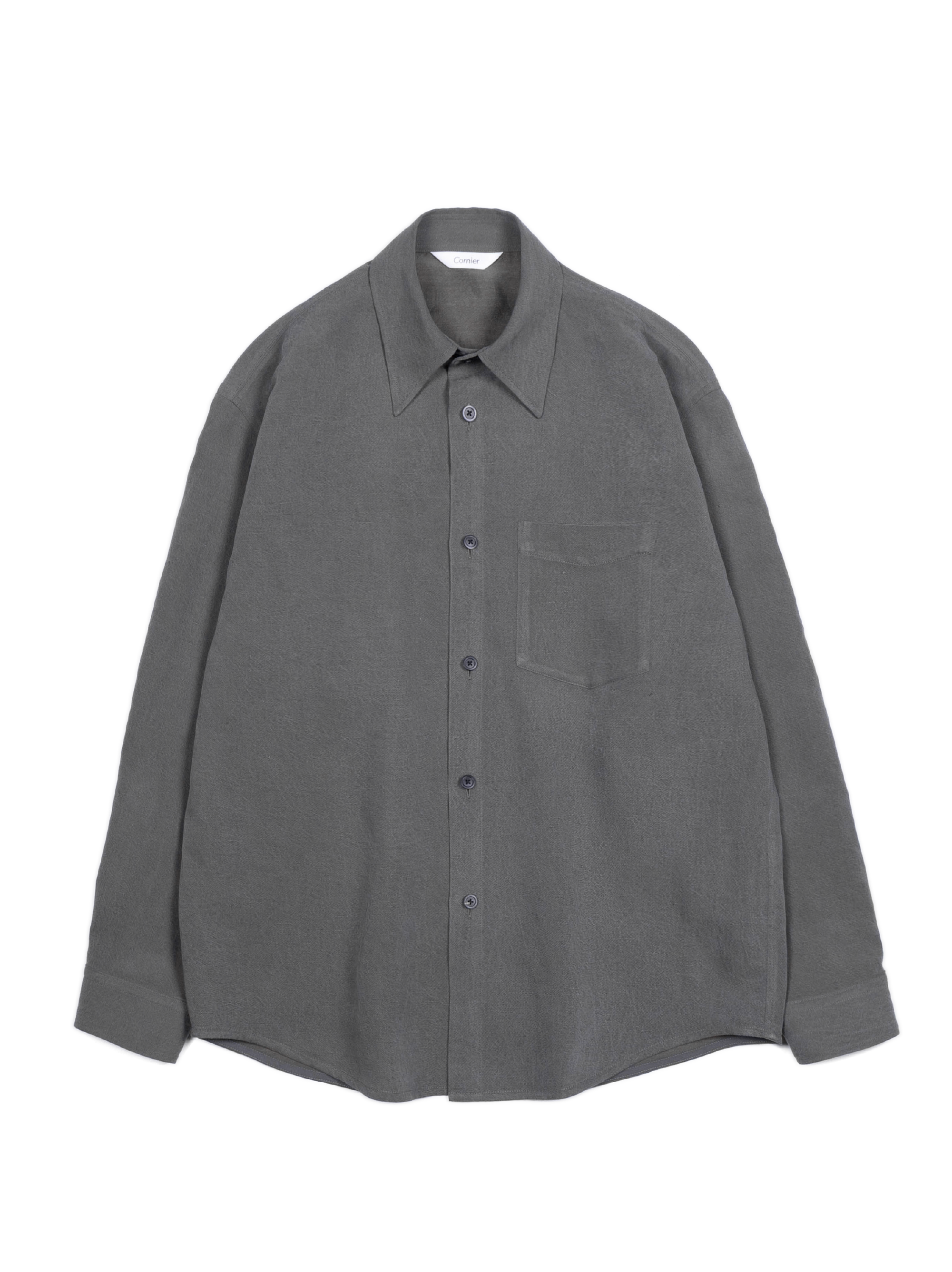 SILK/LINEN FADED GABARDINE SHIRTS｜HAZE GRAY – Cornier