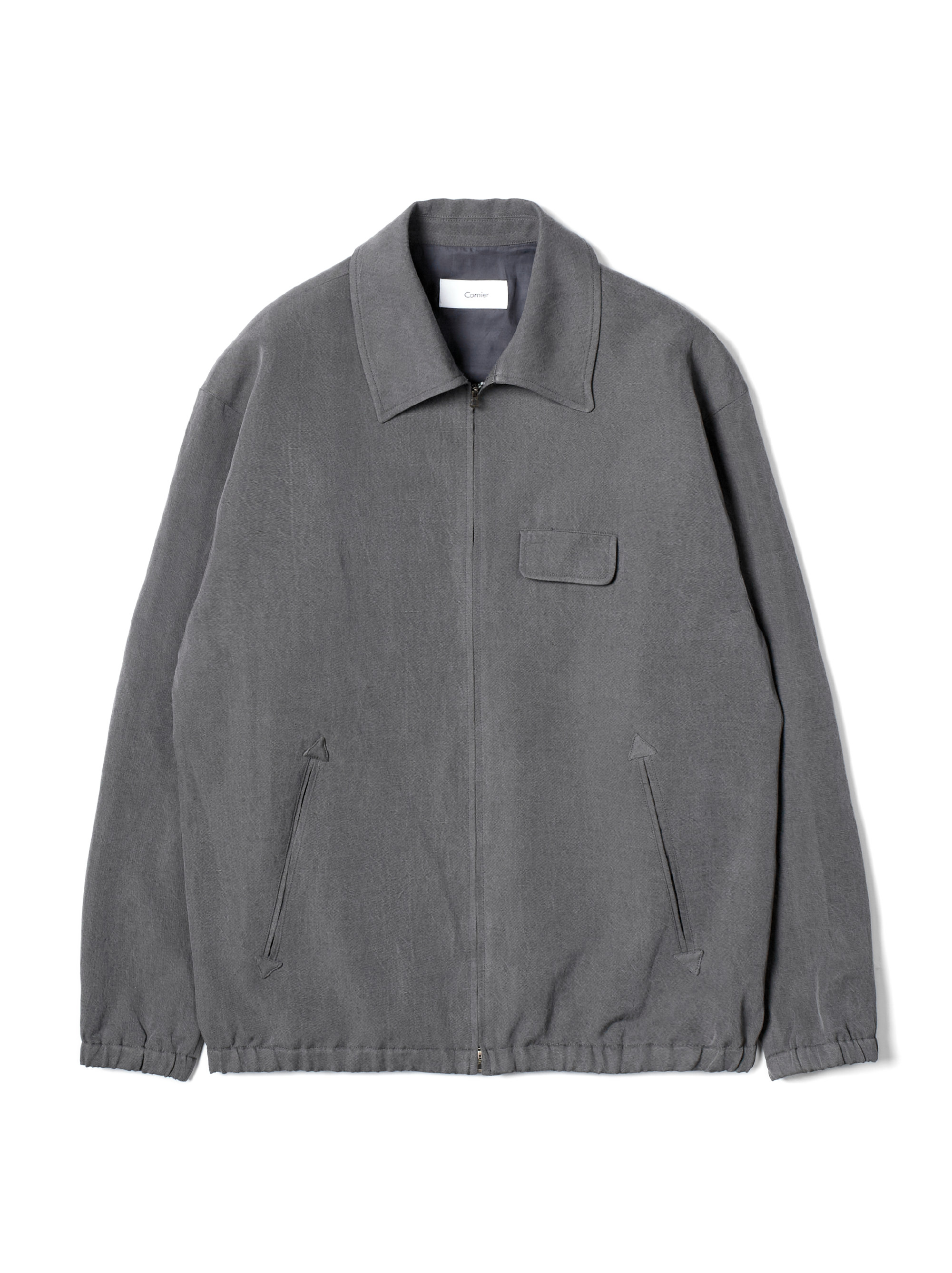 Cornier リネンシルク ブルゾン M グレー SILK/LINEN FADED GABARDINE ZIP BLOUSON｜HAZE GRAY – Cornier