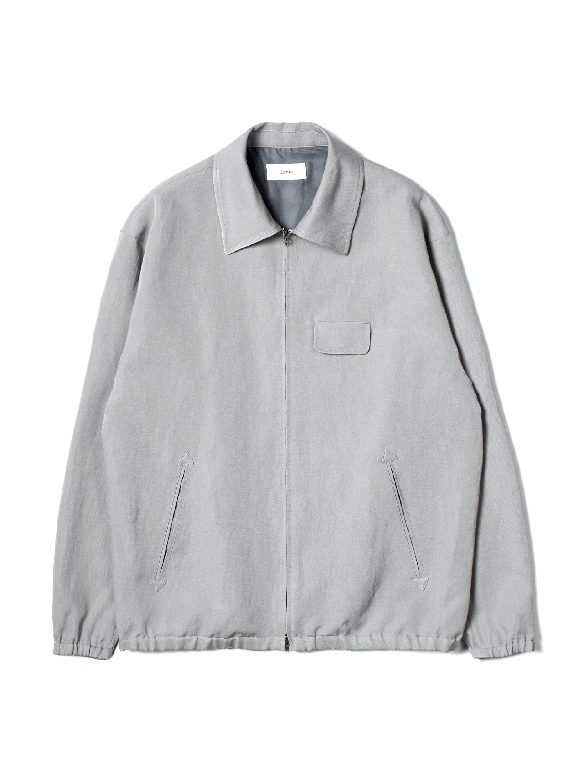 SILK/LINEN FADED GABARDINE ZIP BLOUSON｜ICE GRAY – Cornier