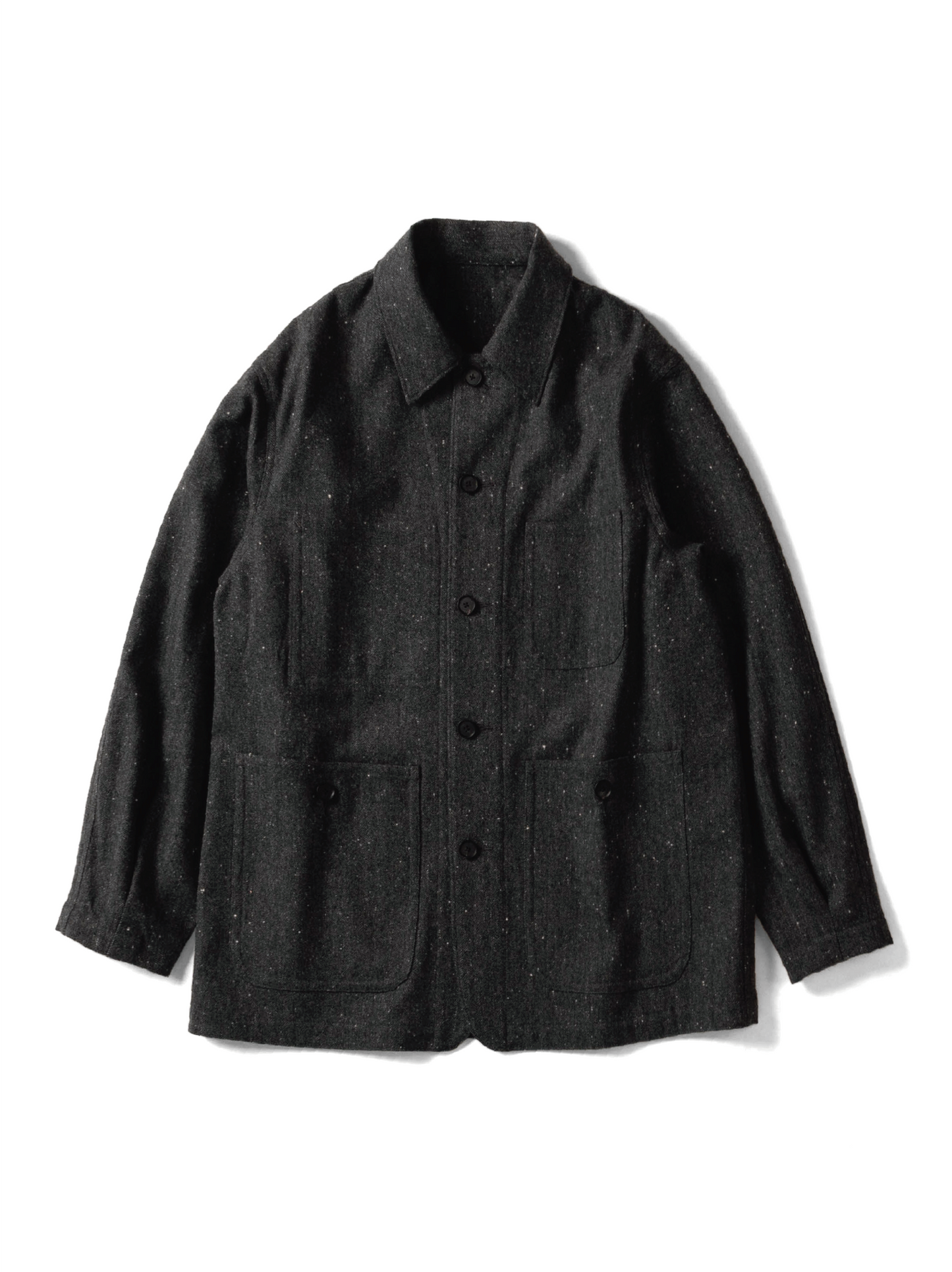 SHETLAND WOOL MIX TWEED WORK JACKET|BLACK MIX