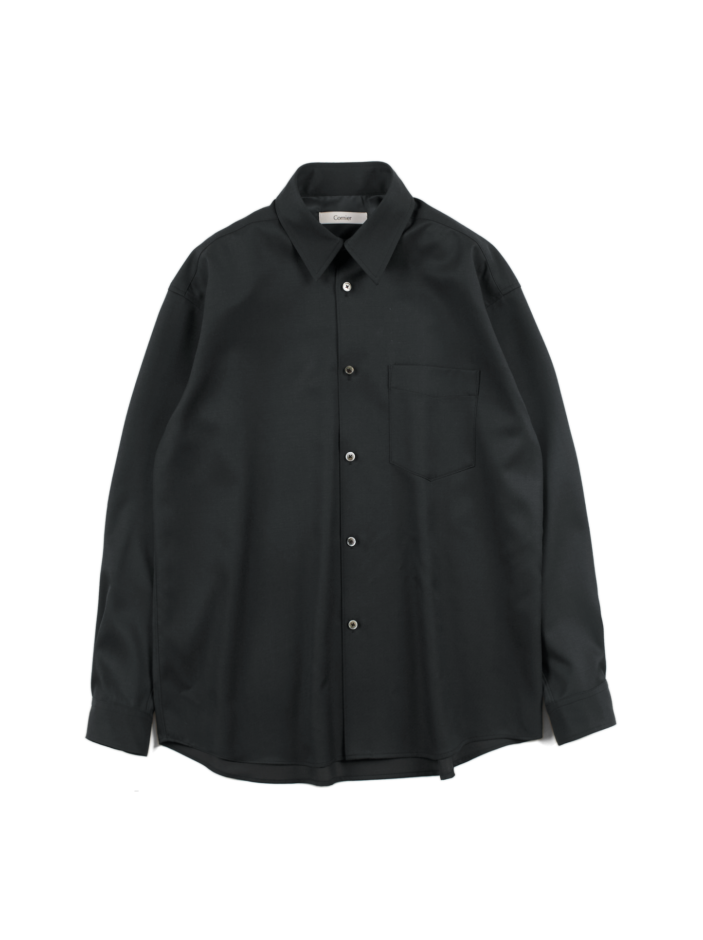 Super130's WOOL CHAMBRAY GABARDINE SHIRTS|BLUE CHARCOAL