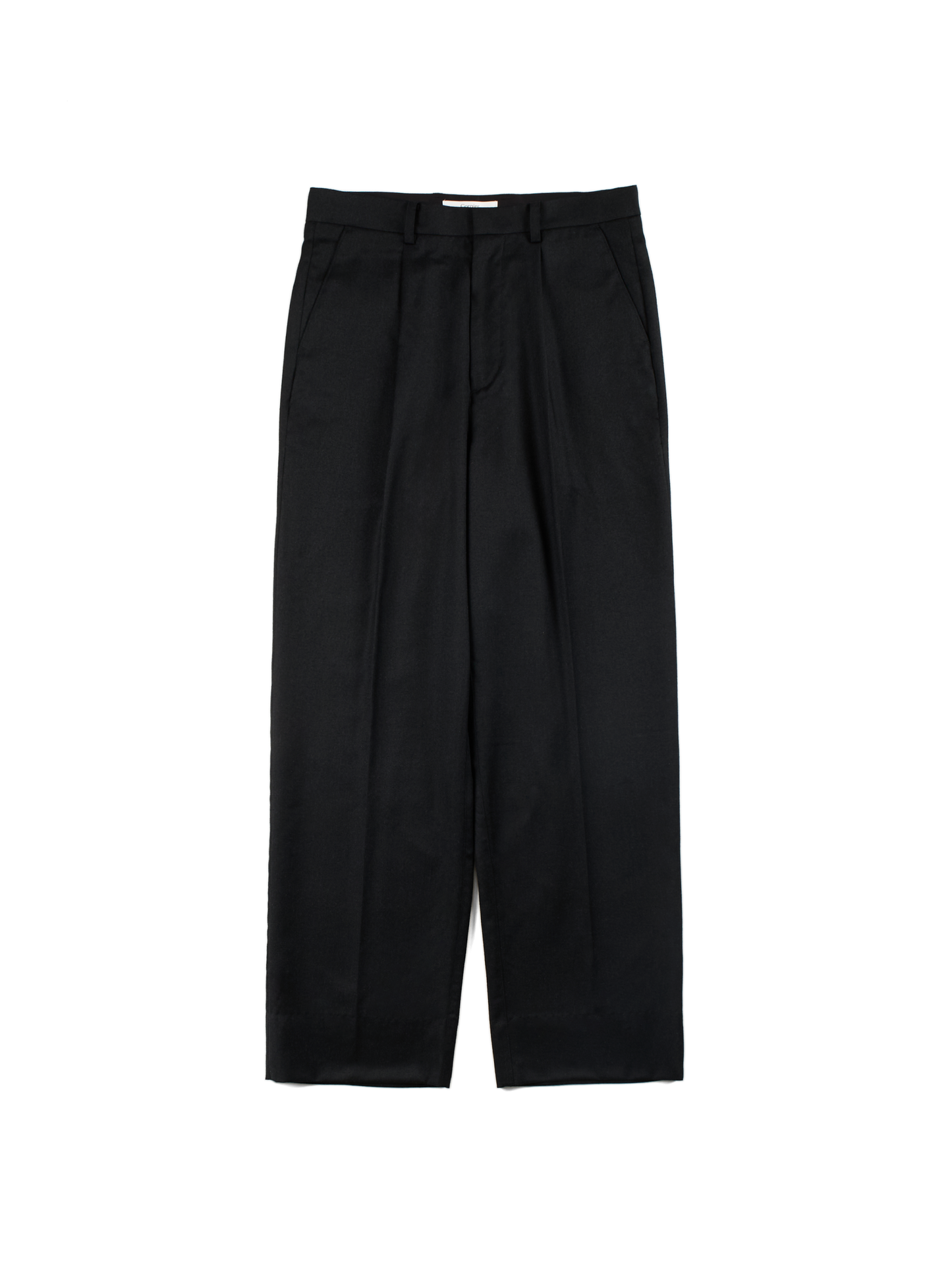Super130's WORSTED WOOL LIGHT MILLED SLACKS|TOP BLACK