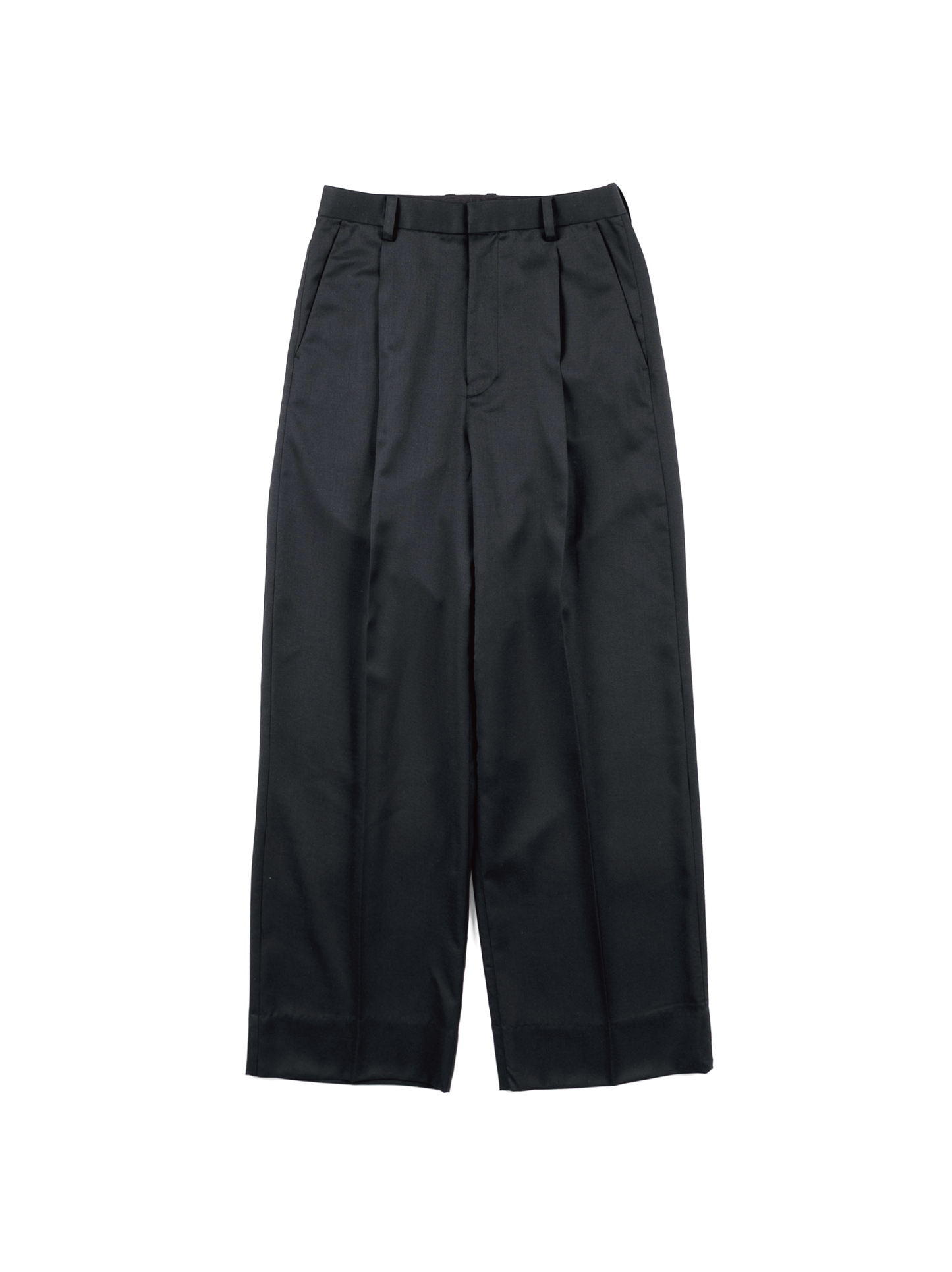 Super130's WORSTED WOOL LIGHT GABARDINE SLACKS for WOMEN|BLACK