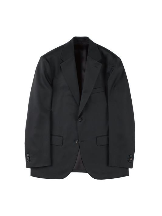 Super130's WORSTED WOOL LIGHT GABARDINE TAILORED JACKET|BLACK