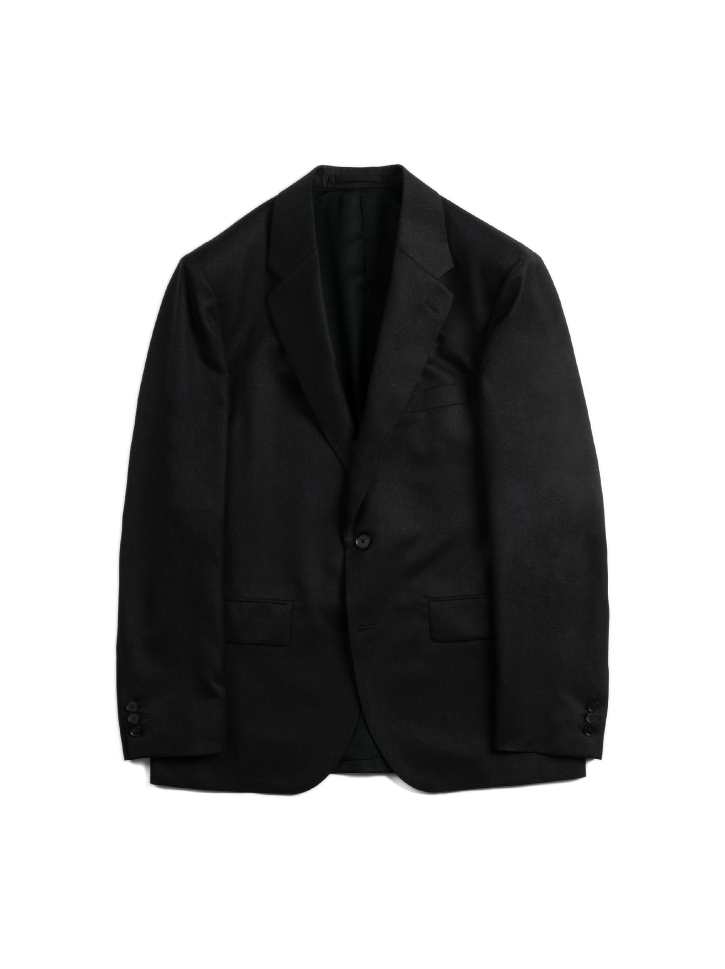 Super130's WORSTED WOOL LIGHT MILLED TAILORED JACKET|TOP BLACK