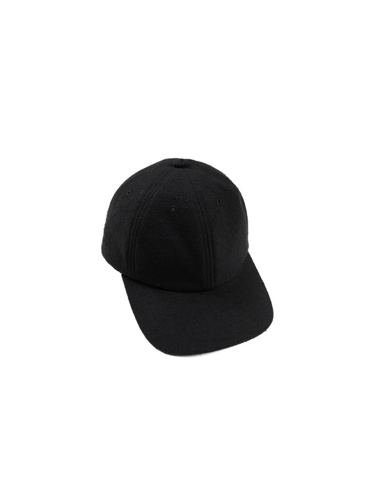 Super140's WOOL SILK NEP CAP|BLACK