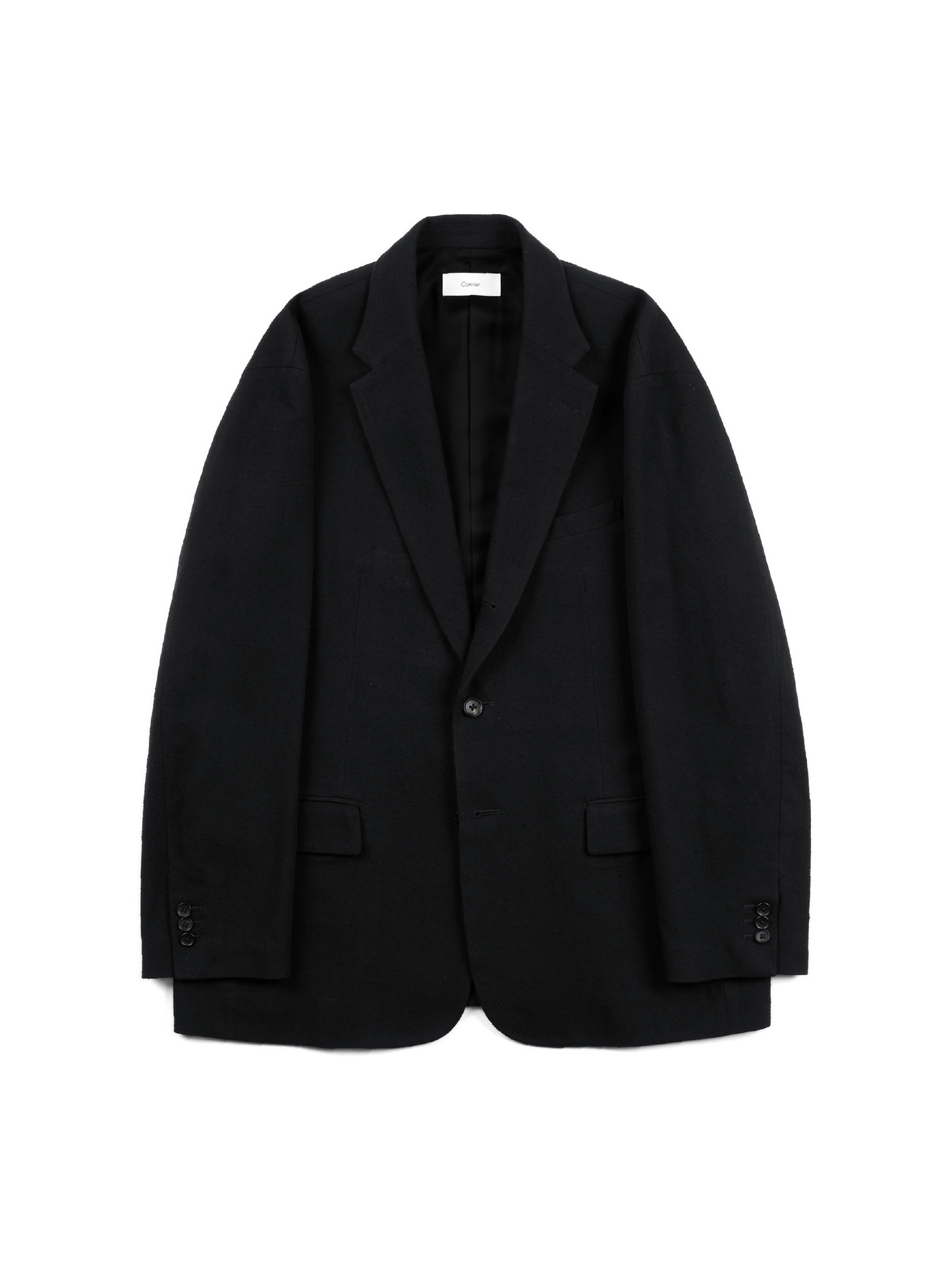 Super140's WOOL SILK NEP OVERSIZED JACKET|BLACK