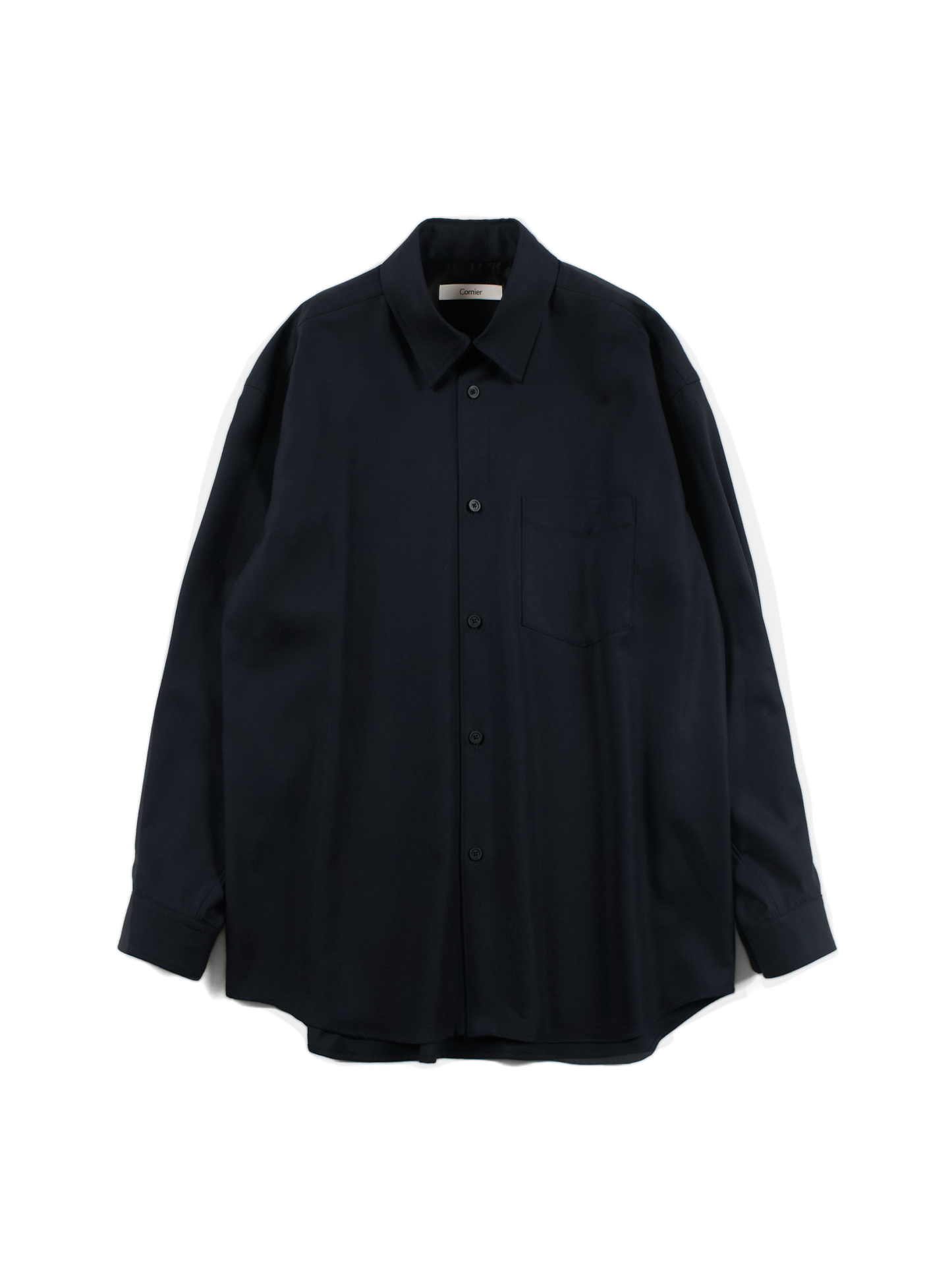 Super160's WOOL LIGHT MILLED SHIRTS|SPACE NAVY