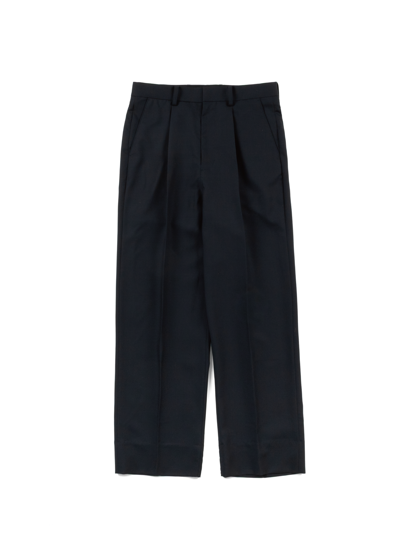 Super160's WOOL/KID MOHAIR SLACKS|DARK NAVY